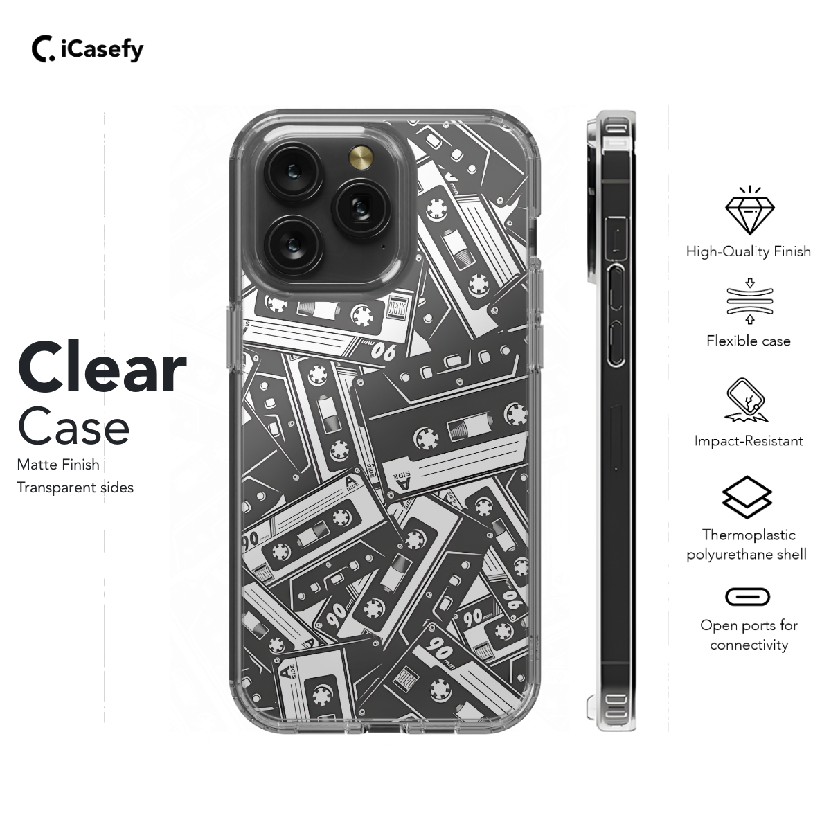 Cassette Tape Seamless Phone Case iPhone Samsung Cover Pixel 1180 - Image 7