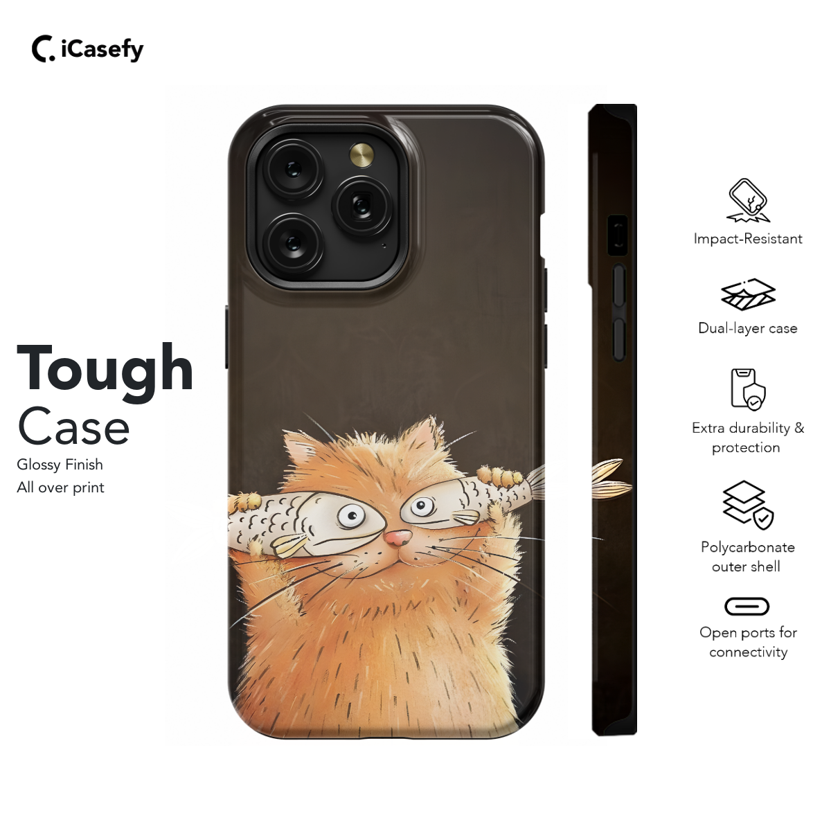 Cat and fish Phone Case iPhone Samsung Pixel & More 498 - Image 5