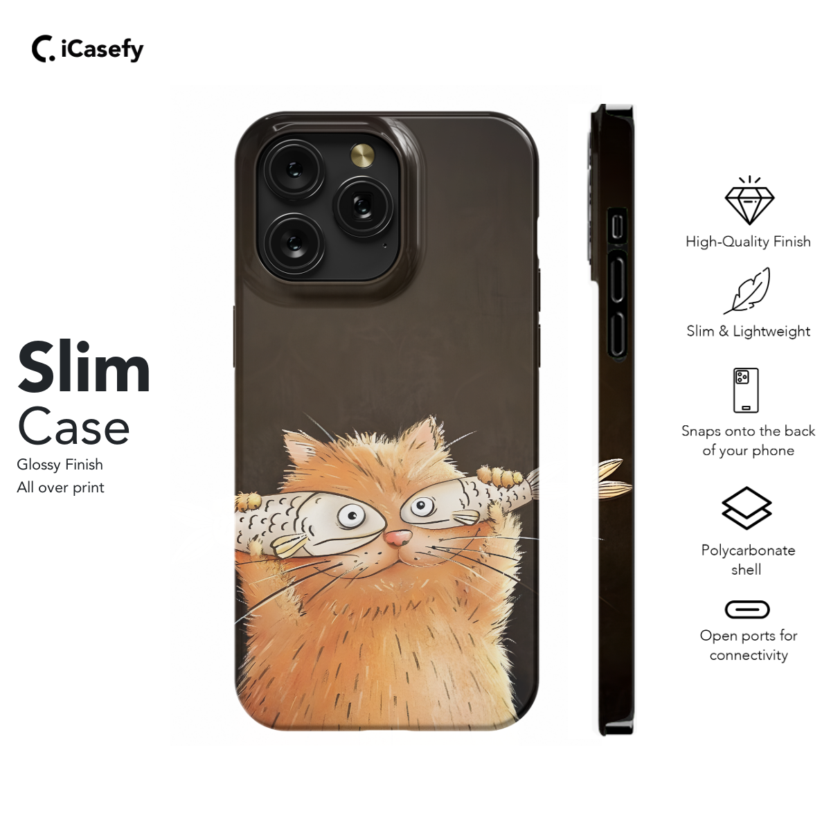 Cat and fish Phone Case iPhone Samsung Pixel & More 498 - Image 6