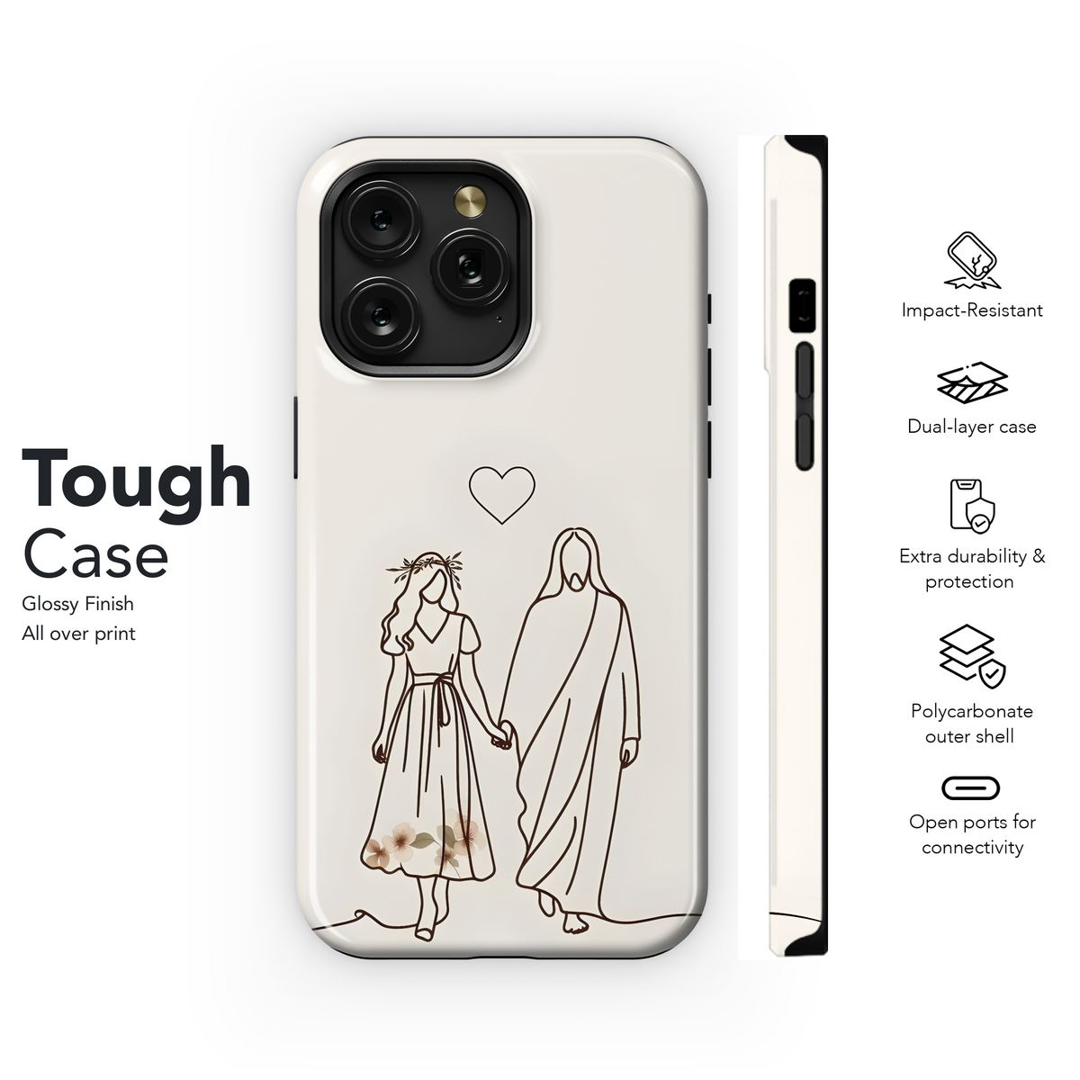 Catholic Christian Jesus Girl Minimalist Line Art Phone Case iPhone Samsung Cover Pixel 2009 - Image 6