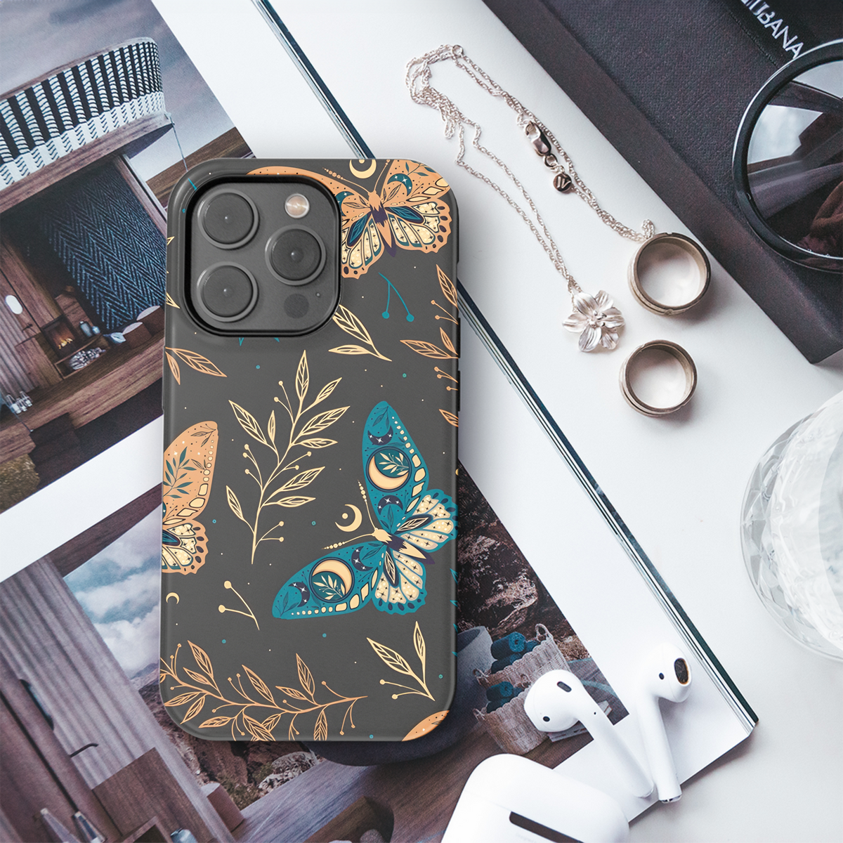 Celestial Boho with Stars and Butterflies Phone Case iPhone Samsung Cover Pixel 2724 - Image 3