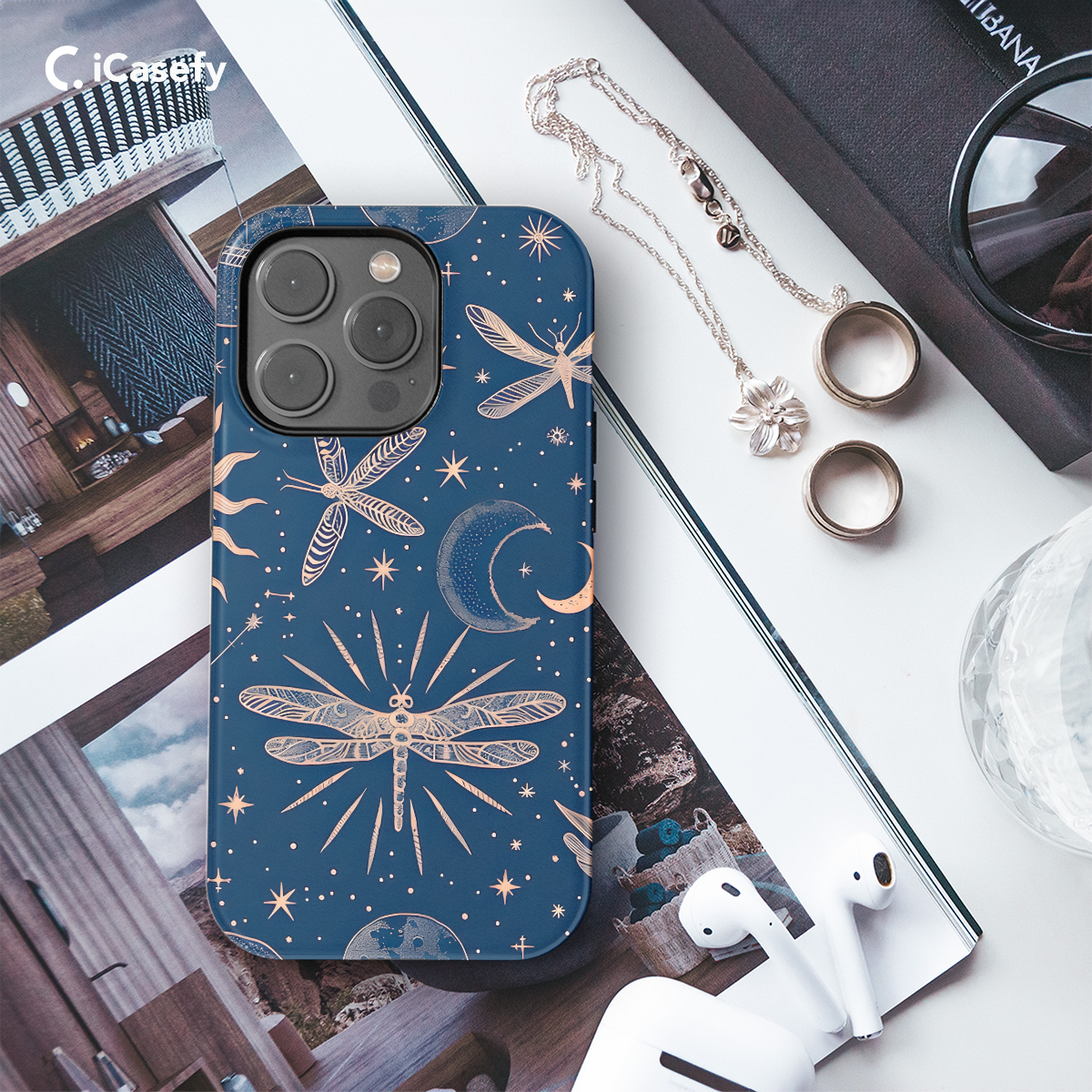 Celestial Butterfly Stars Moons and Planets Phone Case iPhone Samsung Cover Pixel 1424 - Image 3