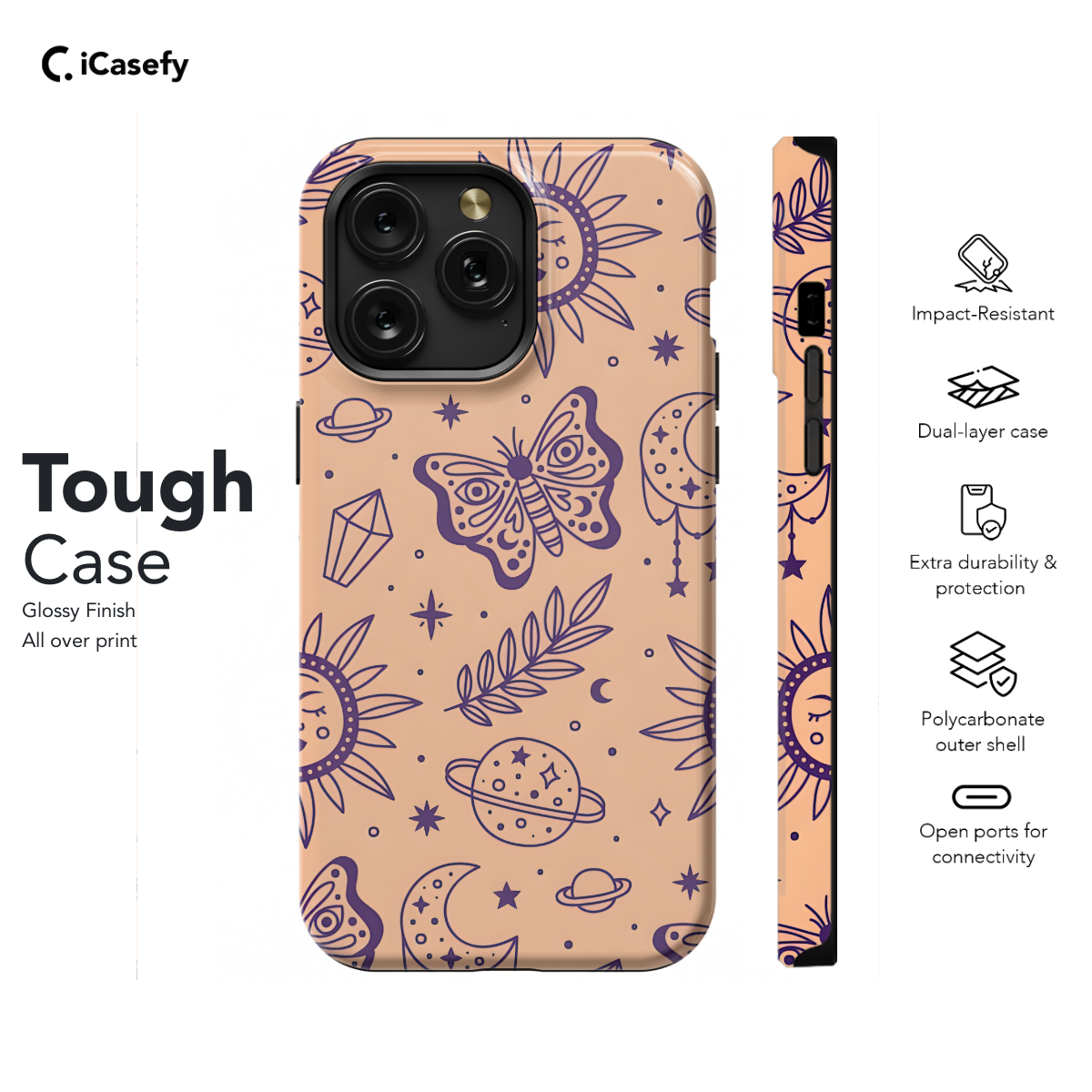 Celestial Butterfly Stars Moons and Planets Phone Case iPhone Samsung Cover Pixel 1425 - Image 5