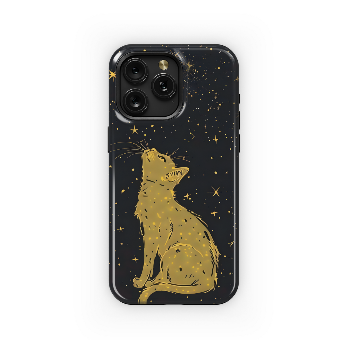 Celestial Golden Cat Night Stars Phone Case iPhone Samsung Cover Pixel 3636 - Image 1