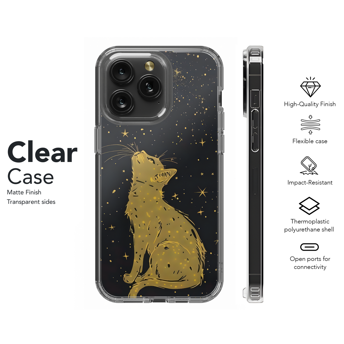 Celestial Golden Cat Night Stars Phone Case iPhone Samsung Cover Pixel 3636 - Image 8