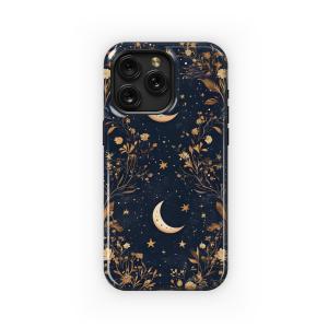 Celestial Midnight Garden Golden Floral Art Phone Case iPhone Samsung Cover Pixel 5246 - Image 1