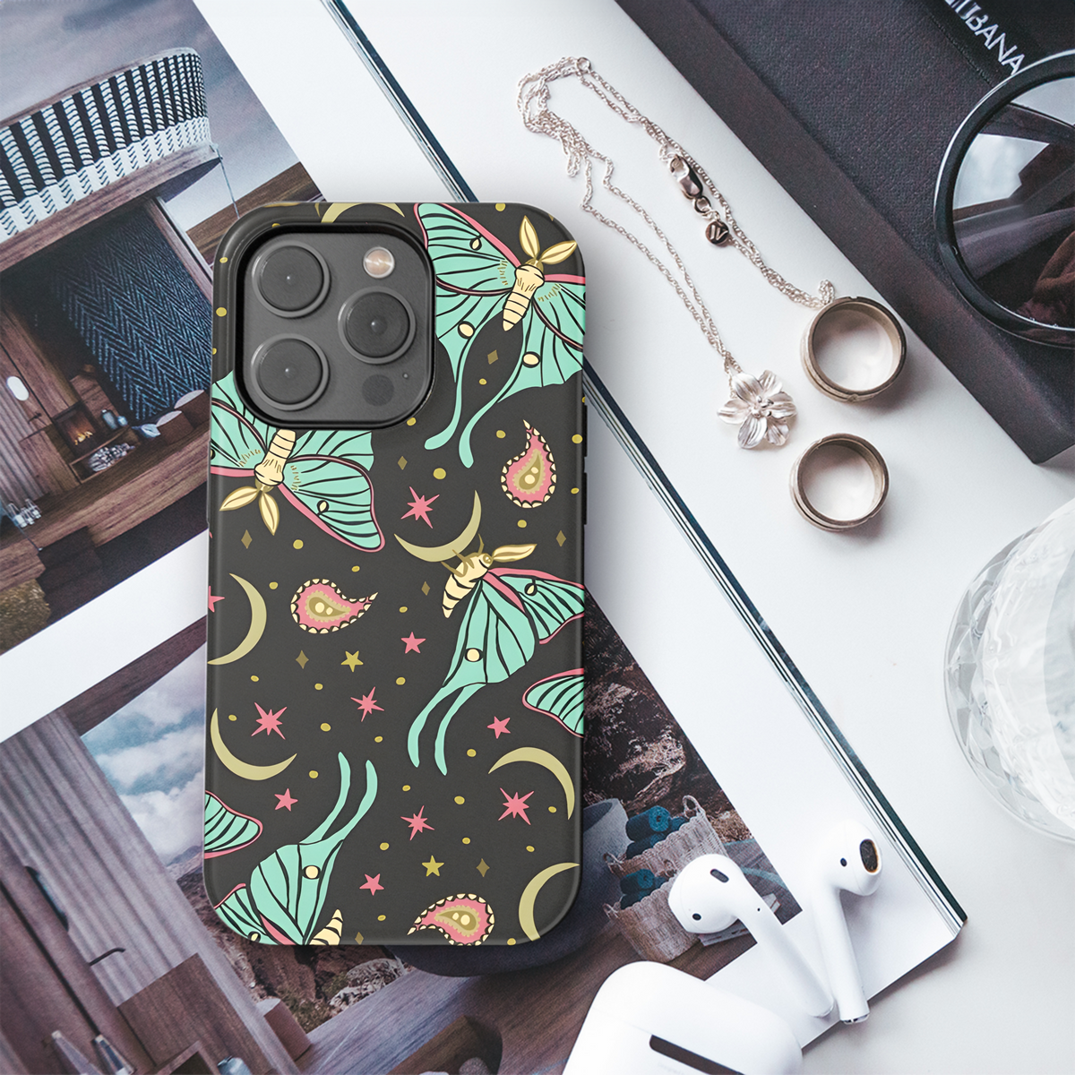 Celestial Moth Paisley Phone Case iPhone Samsung Cover Pixel 2725 - Image 3