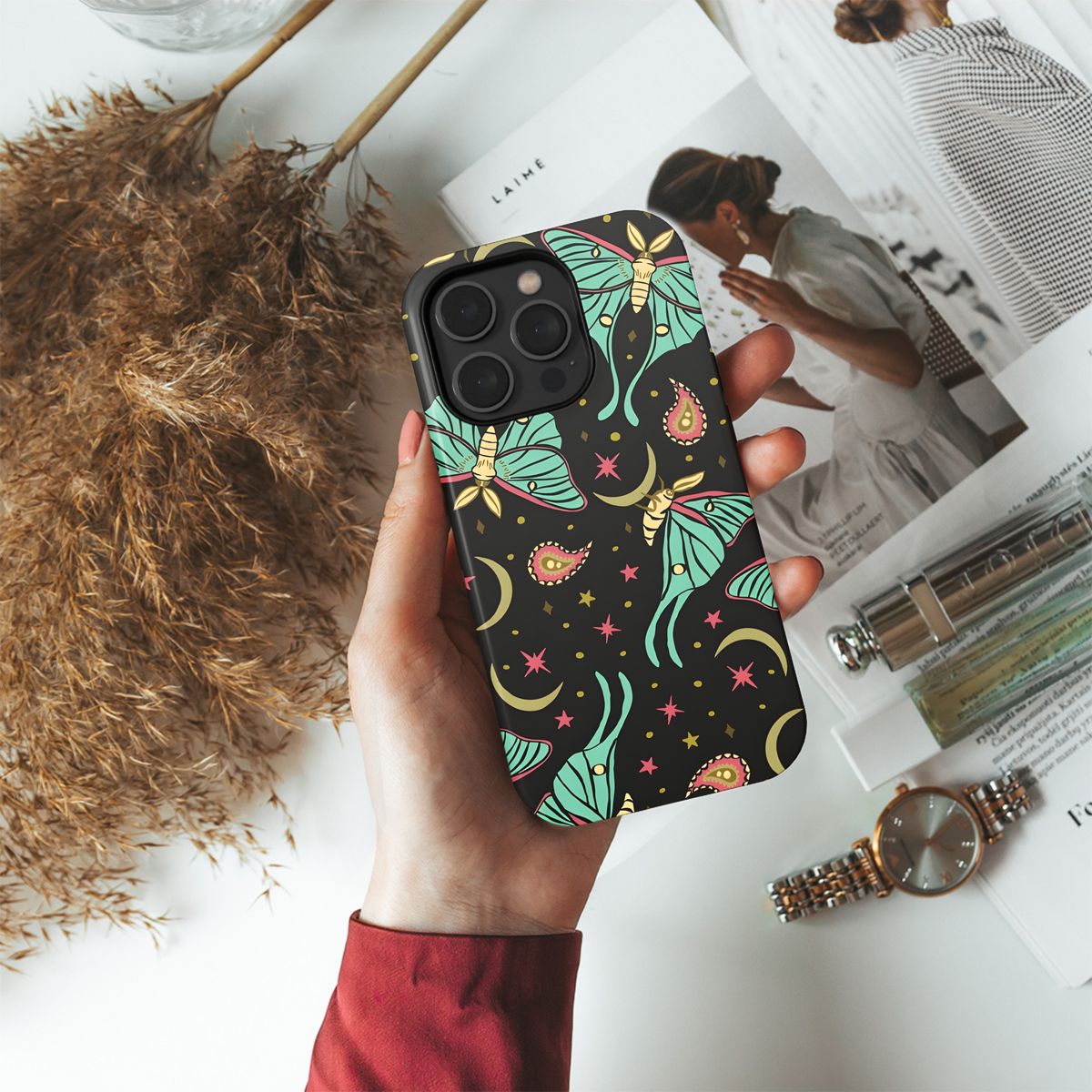 Celestial Moth Paisley Phone Case iPhone Samsung Cover Pixel 2725 - Image 4