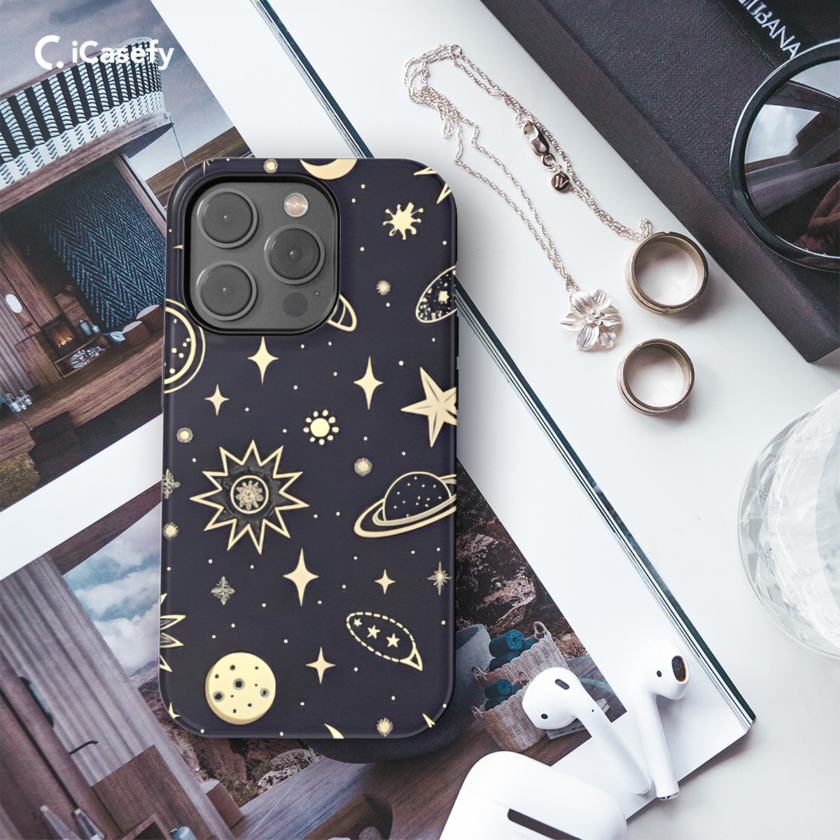 Celestial Stars Moons and Planets Phone Case iPhone Samsung Cover Pixel 1426 - Image 3