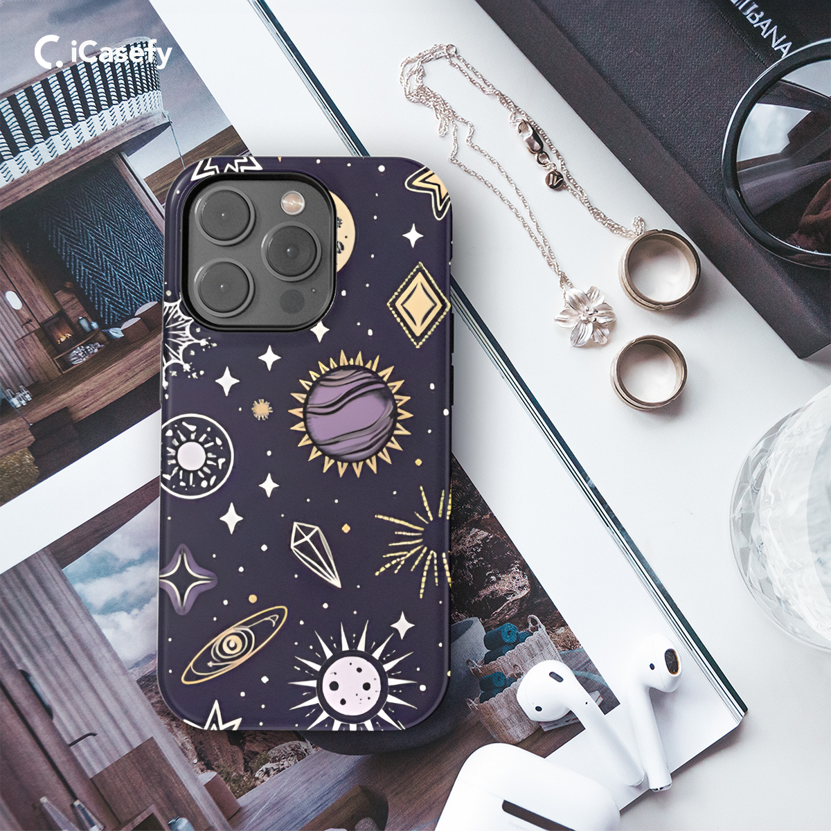 Celestial Stars Moons and Planets Phone Case iPhone Samsung Cover Pixel 1430 - Image 3