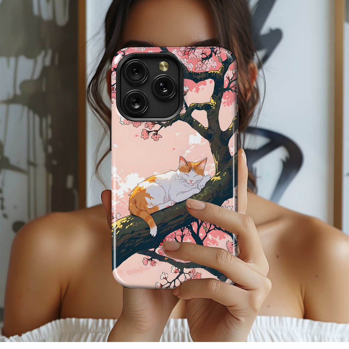 Cherry Blossom Cat Nap
 Phone Case iPhone Samsung Cover Pixel 4008 - Image 2