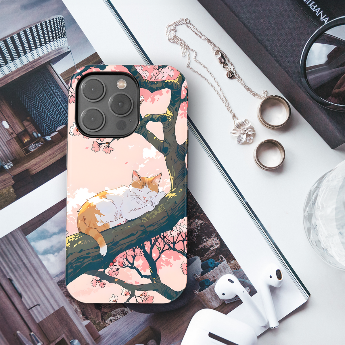 Cherry Blossom Cat Nap
 Phone Case iPhone Samsung Cover Pixel 4008 - Image 3