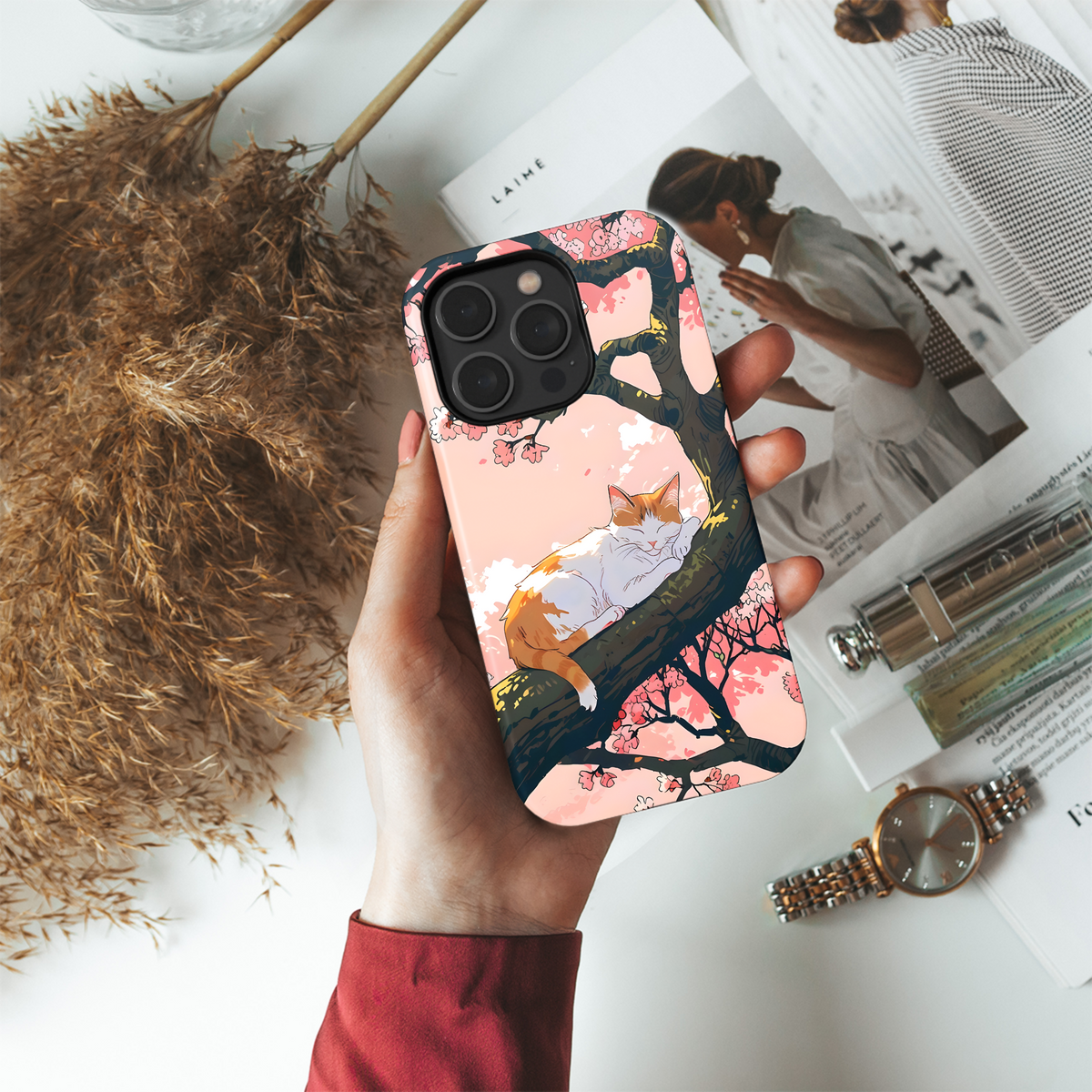 Cherry Blossom Cat Nap
 Phone Case iPhone Samsung Cover Pixel 4008 - Image 4