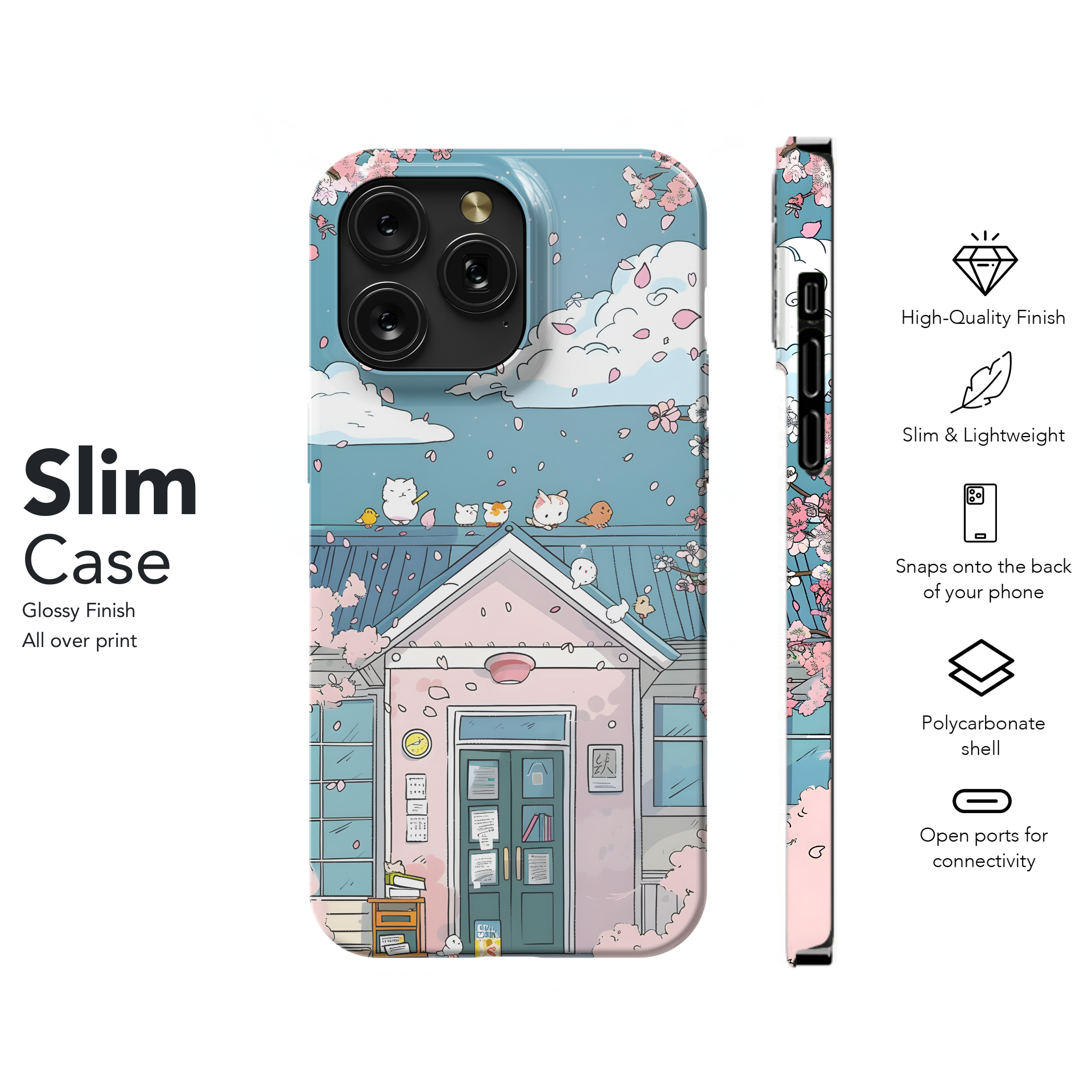 Cherry Blossom House Cats Phone Case iPhone Samsung Cover Pixel 4472 - Image 7