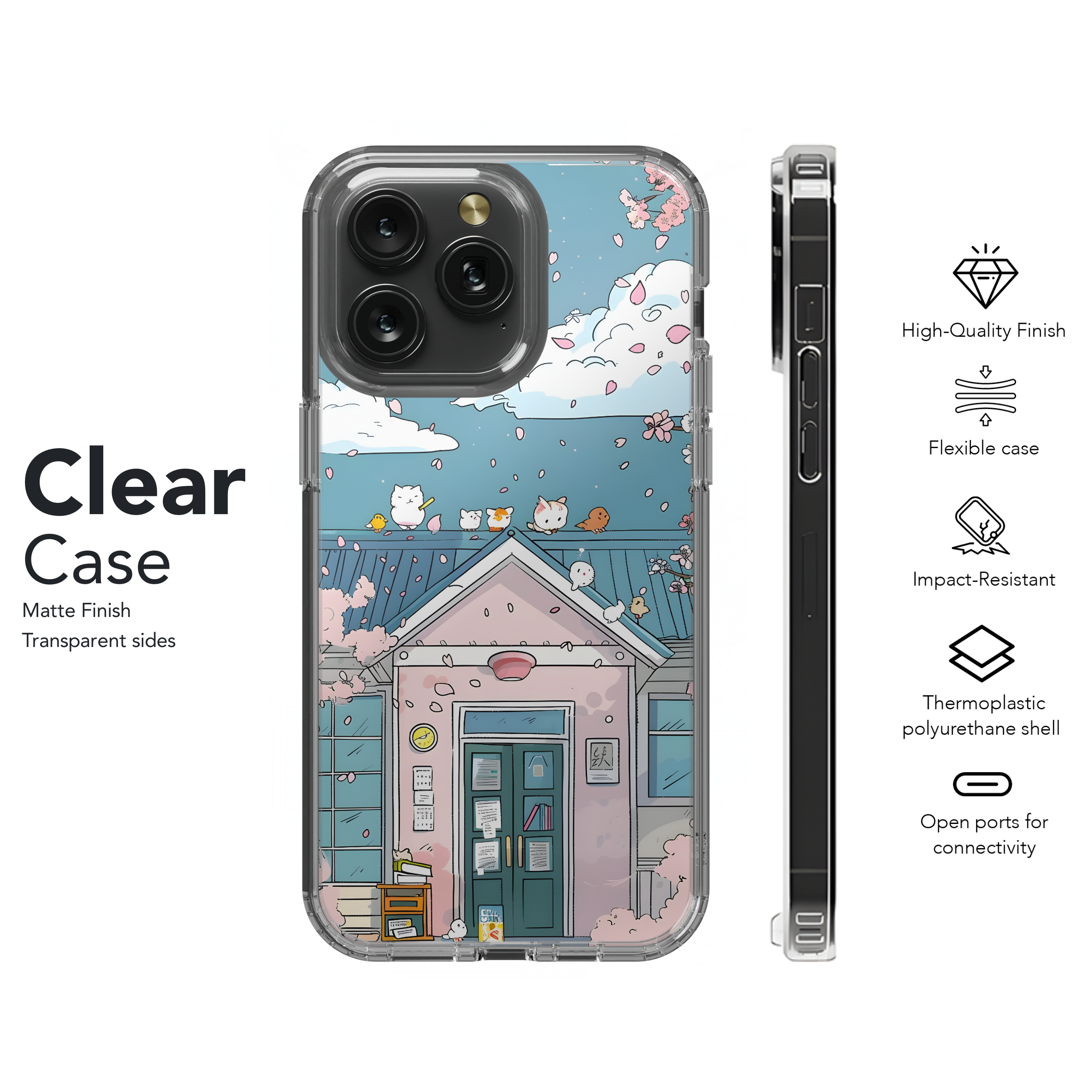 Cherry Blossom House Cats Phone Case iPhone Samsung Cover Pixel 4472 - Image 8