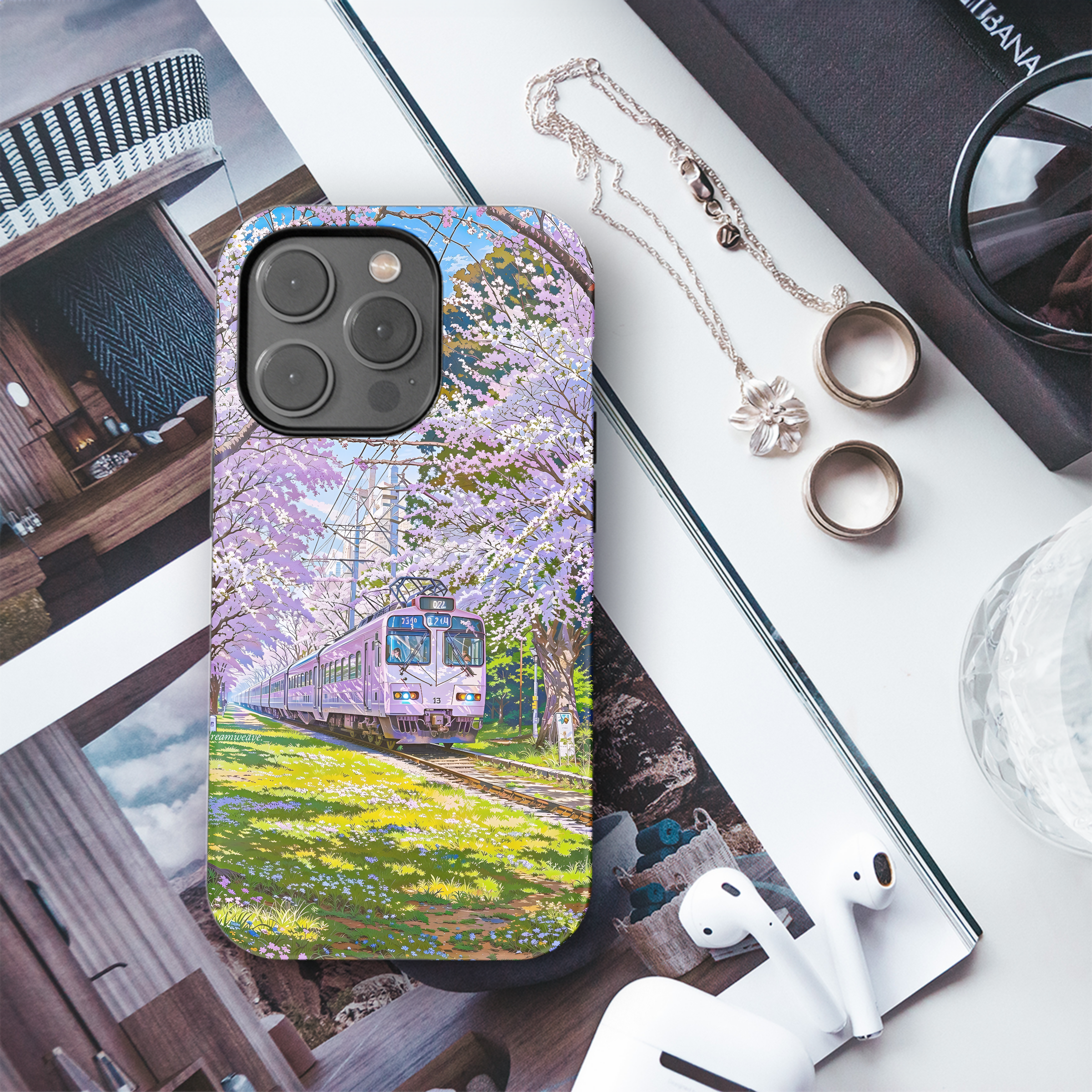 Cherry Blossom Train Ride
 Phone Case iPhone Samsung Cover Pixel 4407 - Image 3