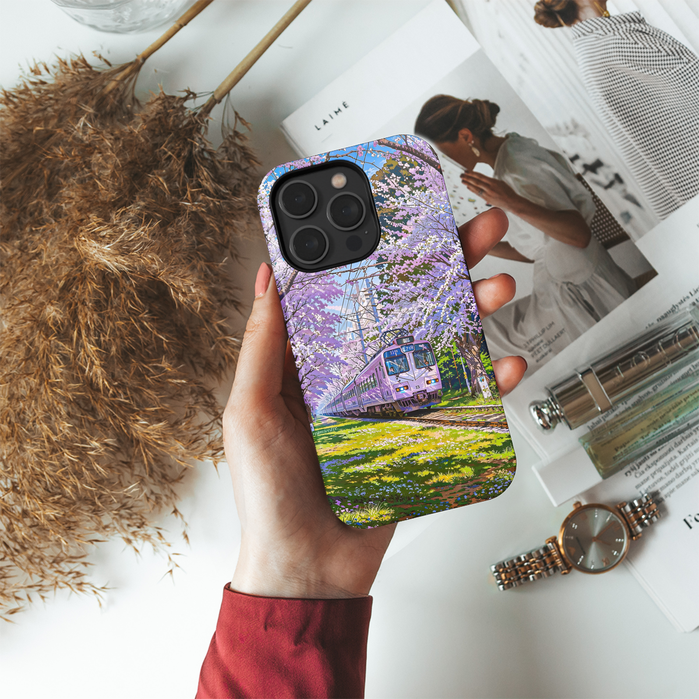 Cherry Blossom Train Ride
 Phone Case iPhone Samsung Cover Pixel 4407 - Image 4