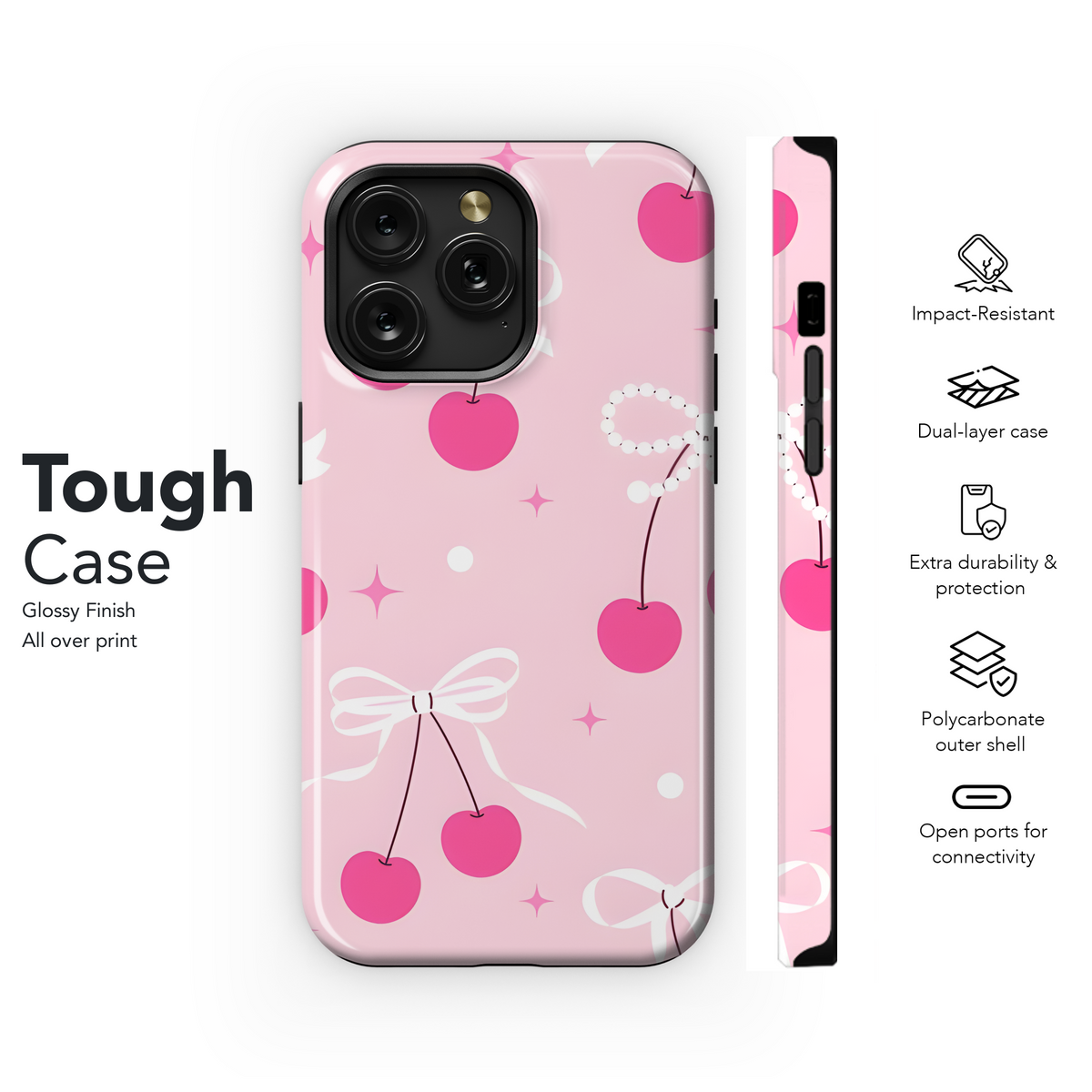 Cherry Bow Seamless Pattern Phone Case iPhone Samsung Cover Pixel 2373 - Image 6