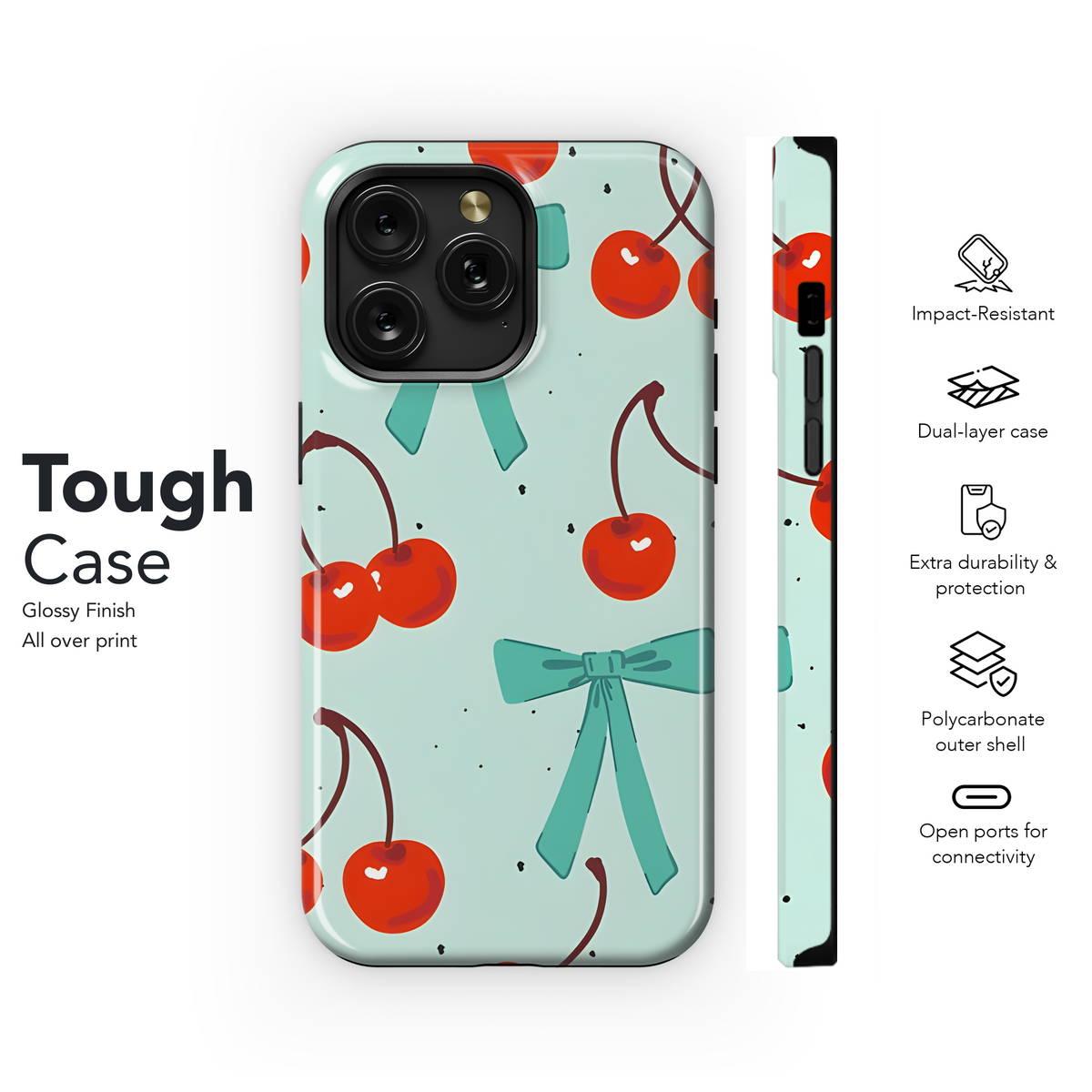 Cherry Ribbon Bow Vintage Phone Case iPhone Samsung Cover Pixel 3944 - Image 6