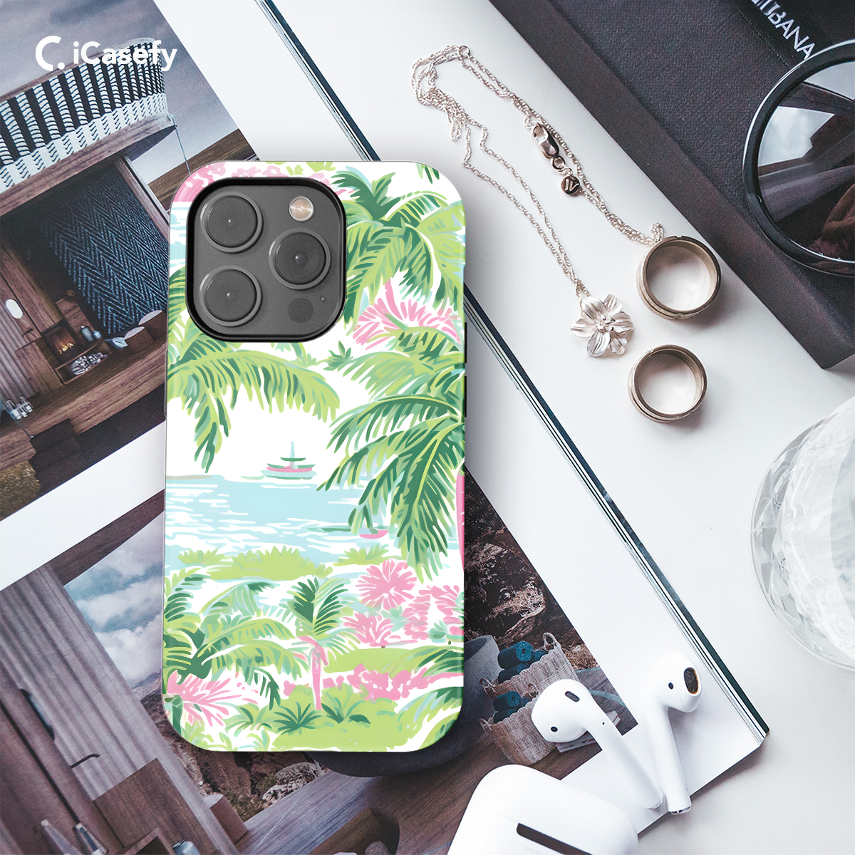 Chic Coastal Vibes Preppy Palm Beach Illustrated Phone Case iPhone Samsung Pixel & More 352 - Image 3