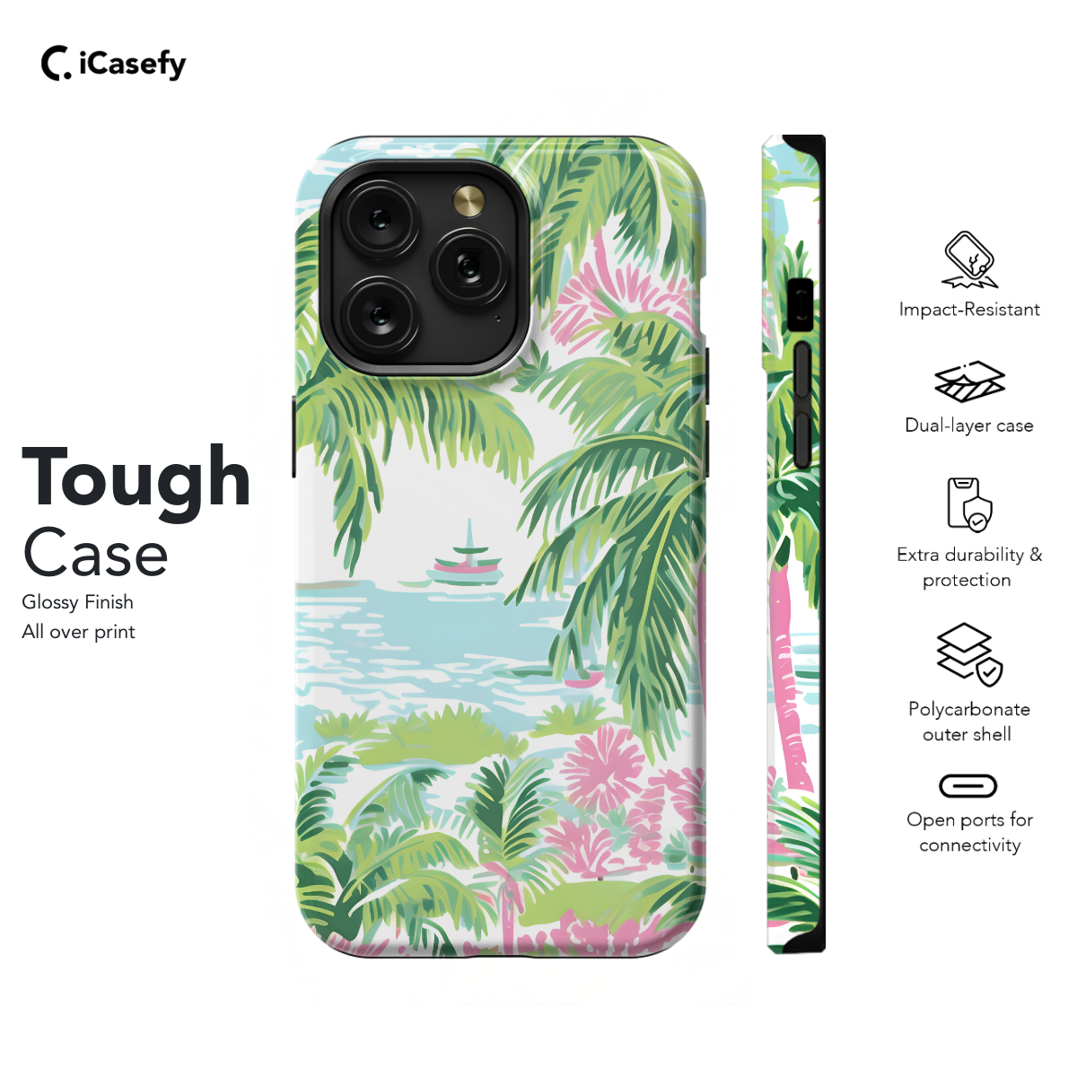 Chic Coastal Vibes Preppy Palm Beach Illustrated Phone Case iPhone Samsung Pixel & More 352 - Image 5