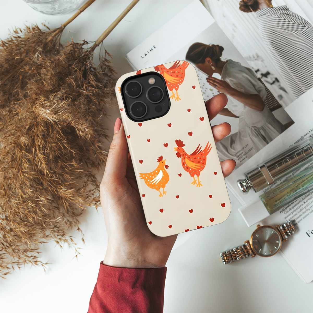 Chicken love Phone Case iPhone Samsung Cover Pixel 2614 - Image 4