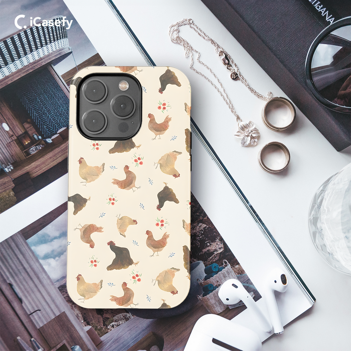 Chickens And Flowers Phone Case iPhone Samsung Cover Pixel 1837 - Image 3