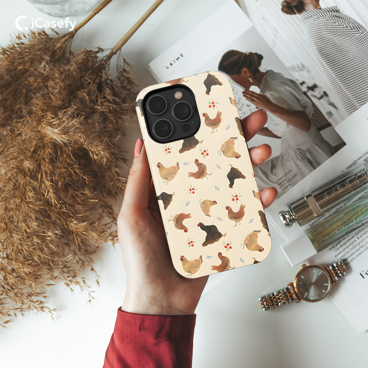 Chickens And Flowers Phone Case iPhone Samsung Cover Pixel 1837 - Image 4