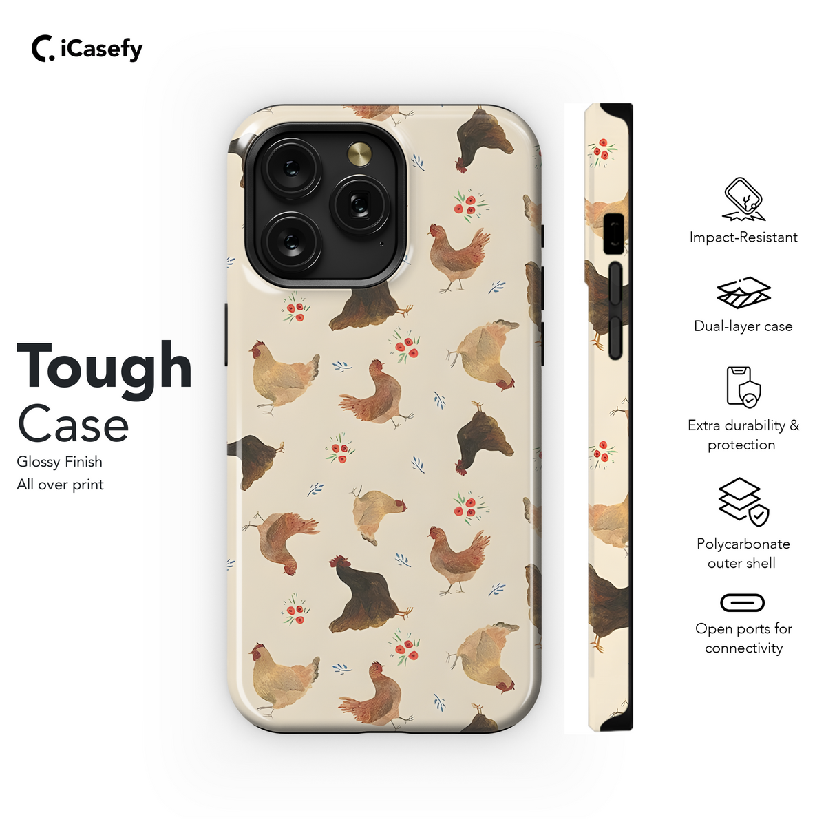 Chickens And Flowers Phone Case iPhone Samsung Cover Pixel 1837 - Image 6