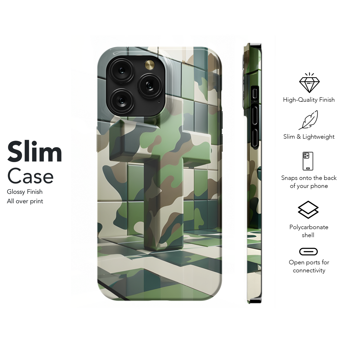 Christian Cross Green Camouflage Phone Case iPhone Samsung Cover Pixel 3781 - Image 7