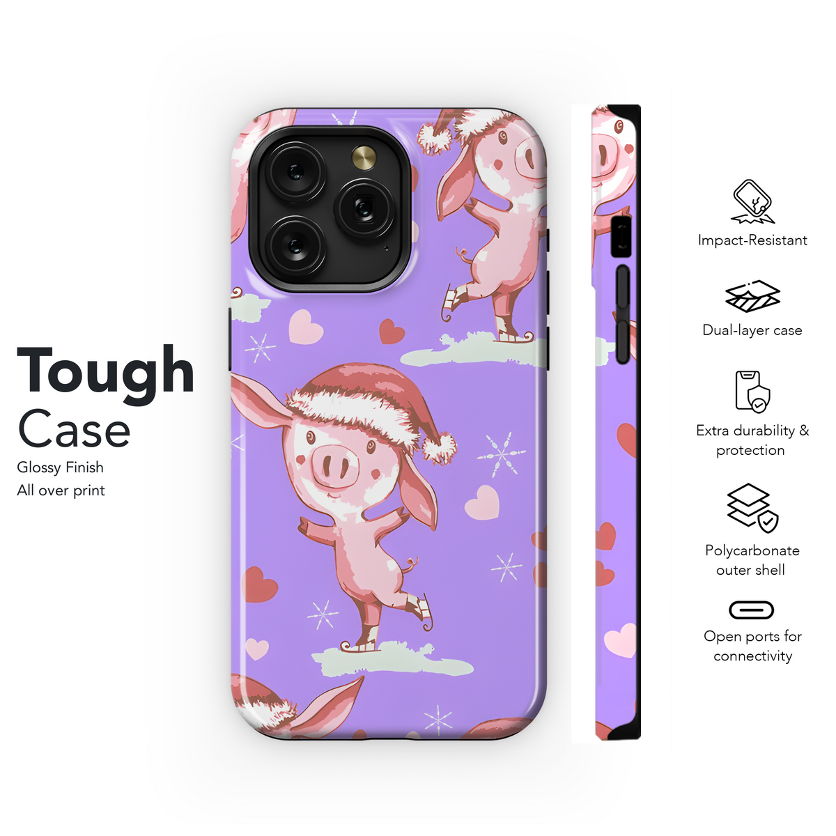 Christmas Piggy Skates Phone Case iPhone Samsung Cover Pixel 3979 - Image 6