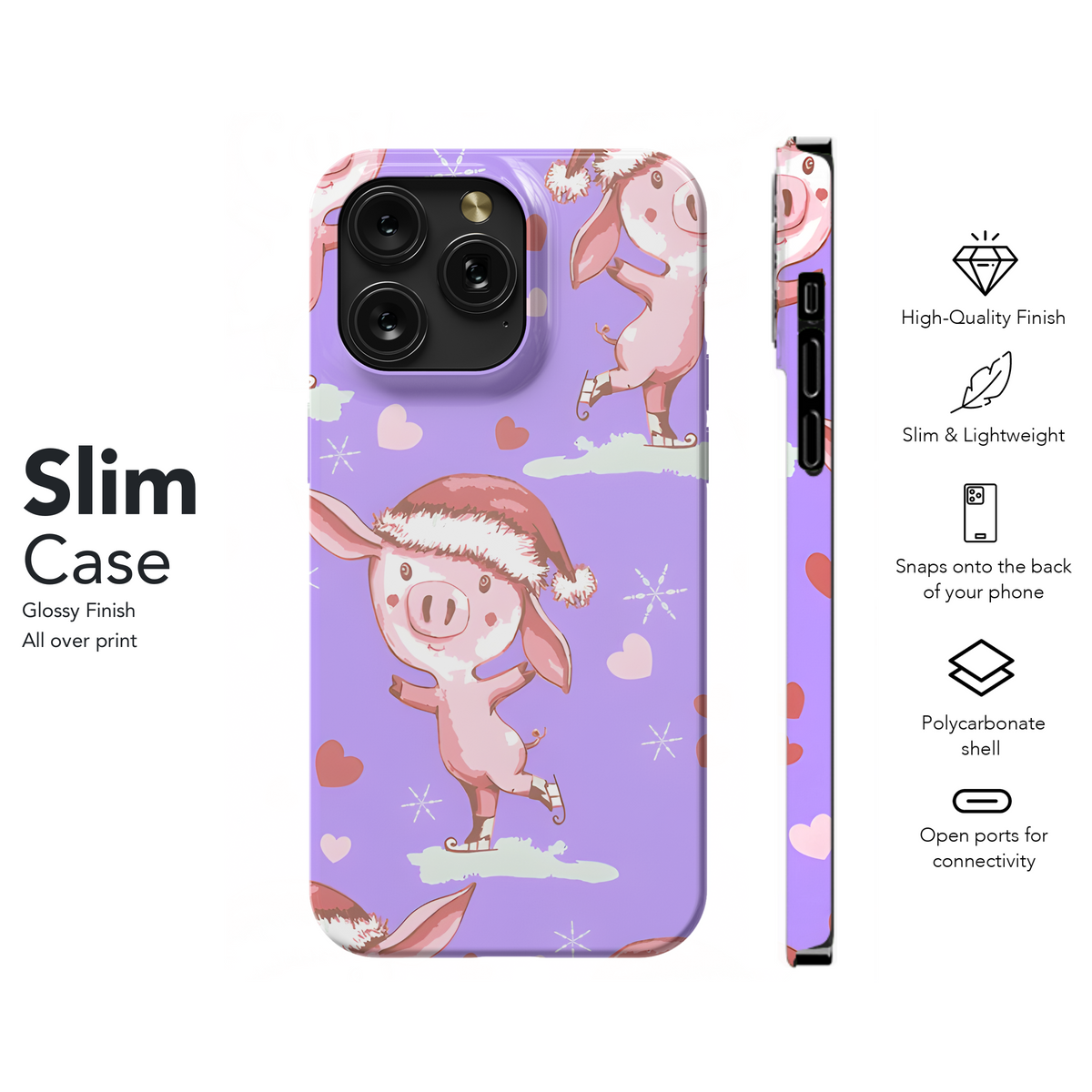 Christmas Piggy Skates Phone Case iPhone Samsung Cover Pixel 3979 - Image 7