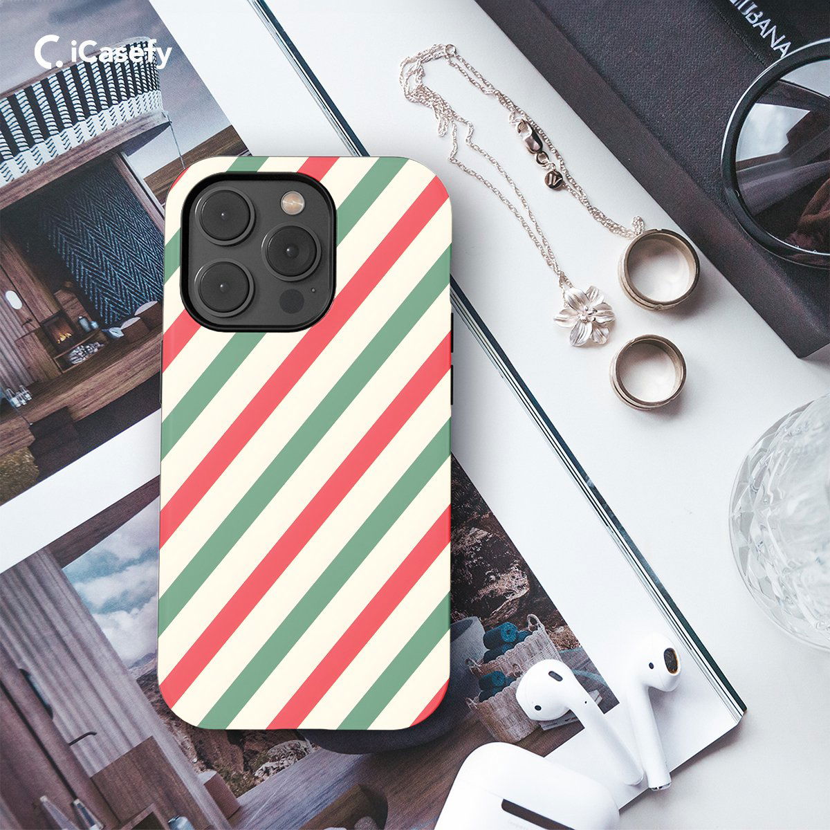 Christmas Stripe Lines Phone Case iPhone Samsung Pixel & More - Image 3