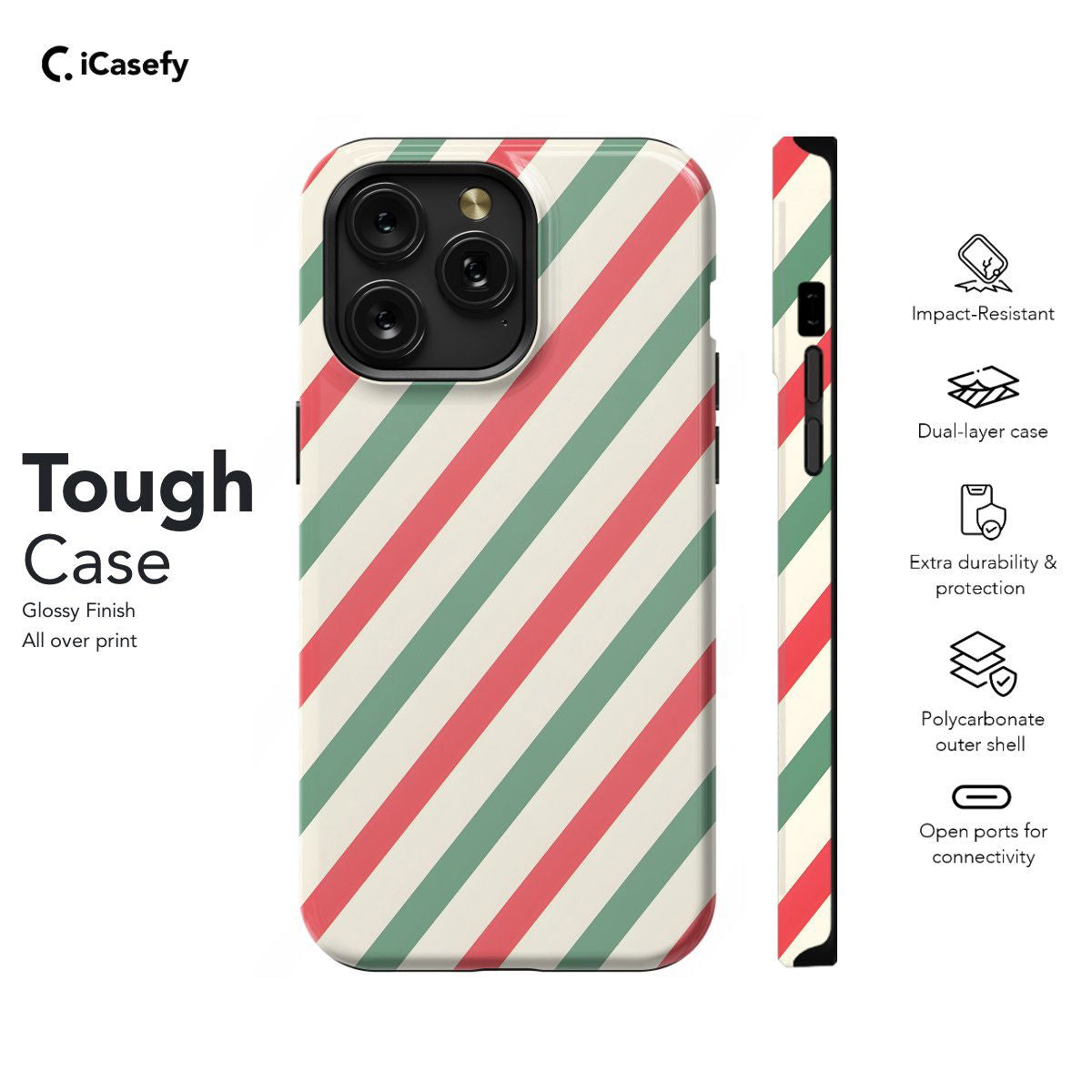 Christmas Stripe Lines Phone Case iPhone Samsung Pixel & More - Image 5