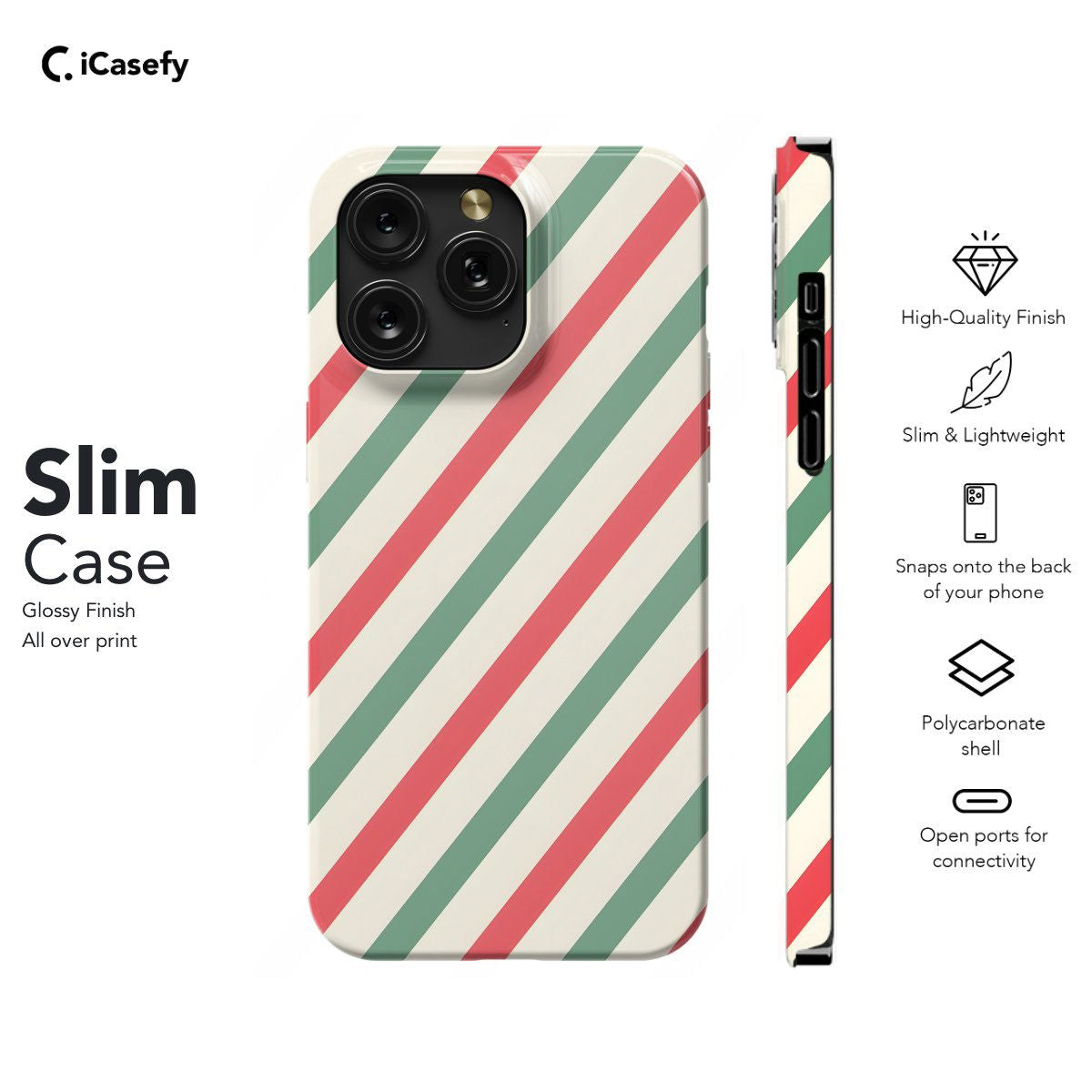 Christmas Stripe Lines Phone Case iPhone Samsung Pixel & More - Image 6