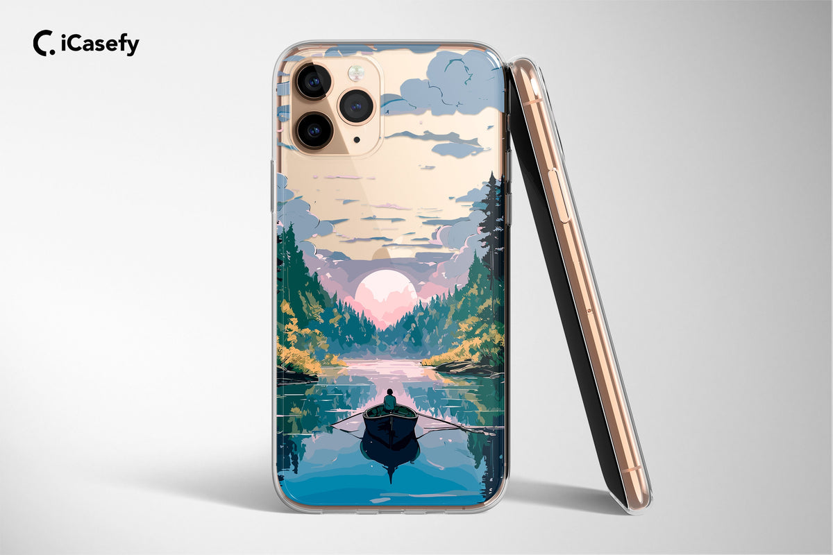 Clear Anime Lofi Phone Case Abstact Mountain Cover - Image 2