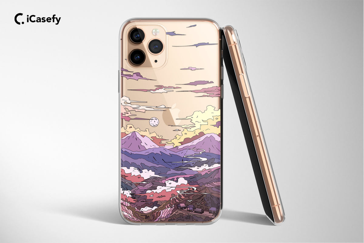 Clear Anime Lofi Phone Case Abstact Mountain Cover - Image 3