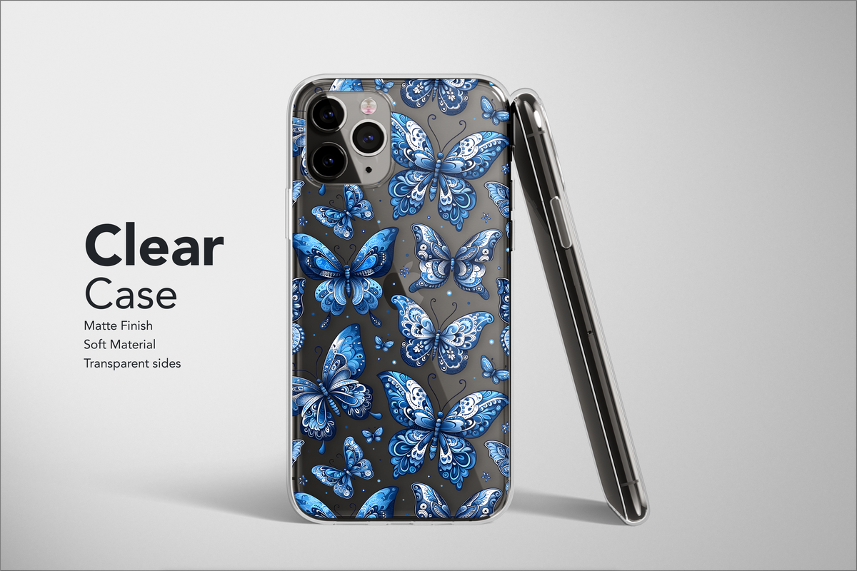 Clear Celestial Blue Moth Mystical Butterfly Phone Case iPhone Samsung Cover Pixel 2771 - Image 3