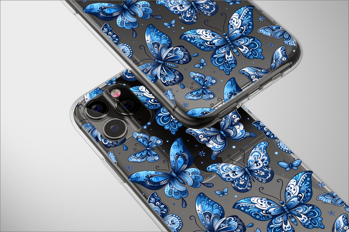 Clear Celestial Blue Moth Mystical Butterfly Phone Case iPhone Samsung Cover Pixel 2771 - Image 5