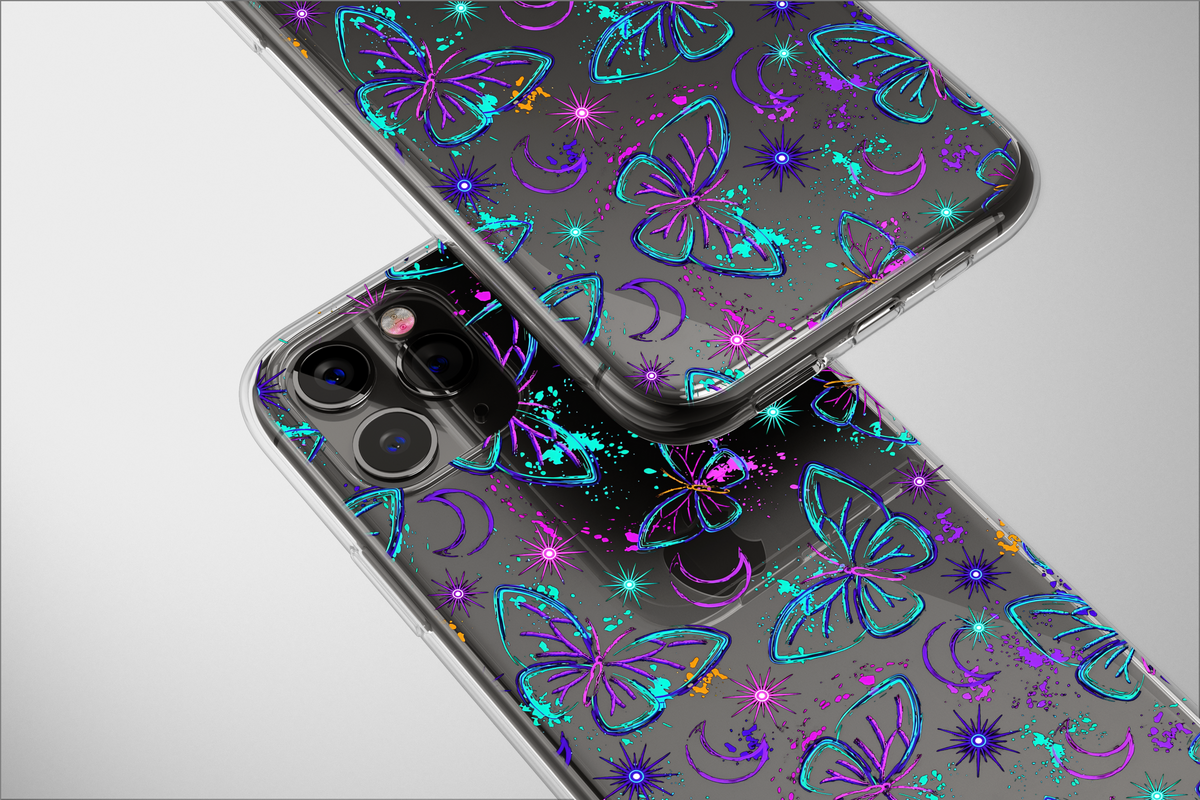 Clear Celestial Neon Moth Mystical Butterfly Phone Case iPhone Samsung Cover Pixel 2773 - Image 5