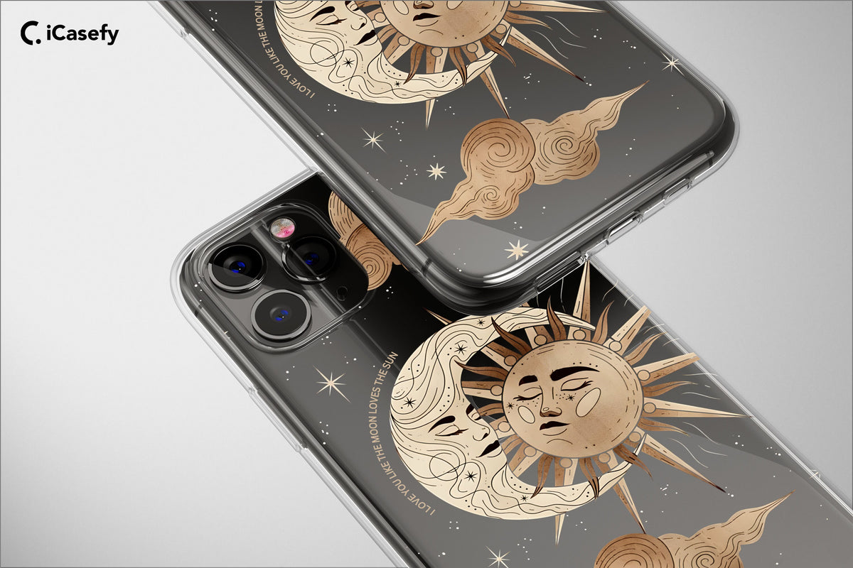 Clear Celestial Phone Case Moon and Sun Stars Mystical Cover - Image 5