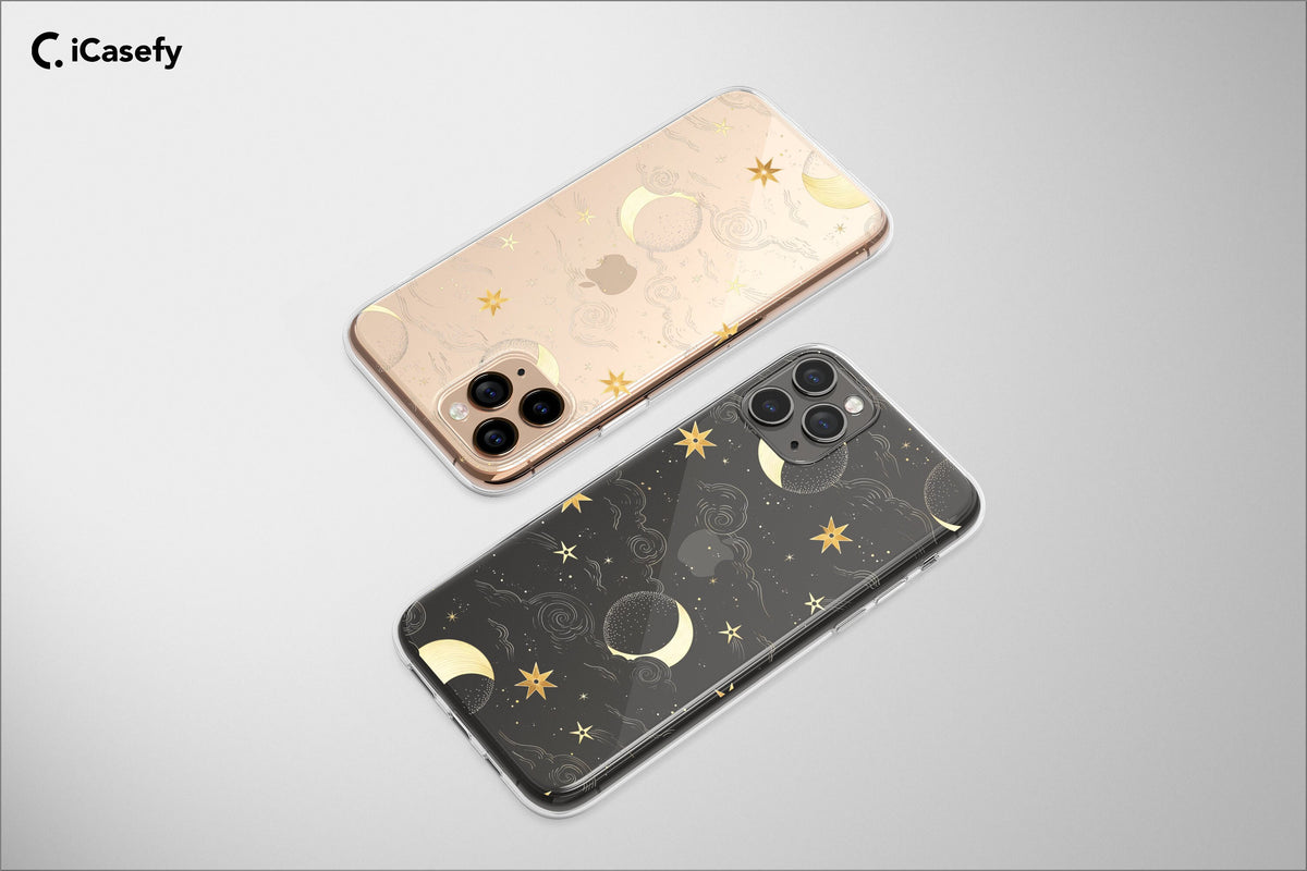 Clear Celestial Phone Case Moon Stars Mystical Cover - Image 1