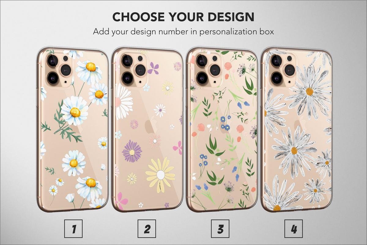 Clear Flower Phone Case Wildflower Watercolor Cover - Image 1