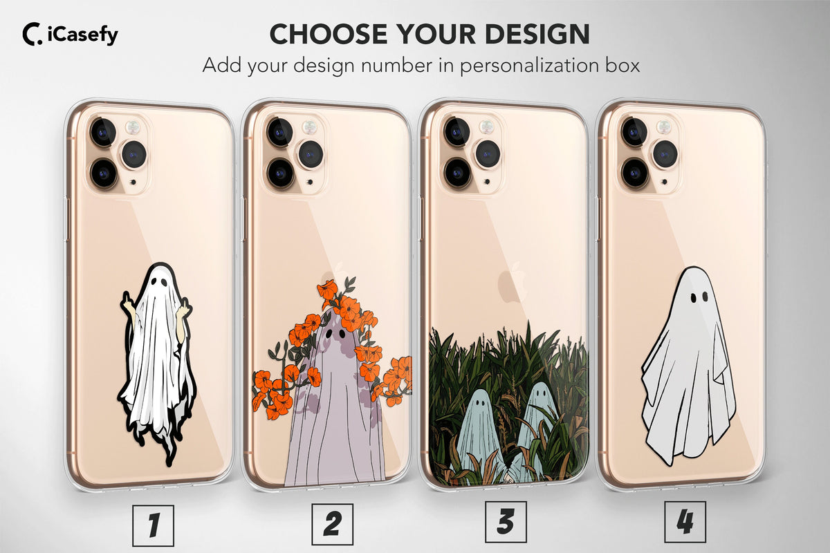 Clear Ghost iPhone Case for iPhone and Samsung - Spooky Minimalist Cover - Image 1