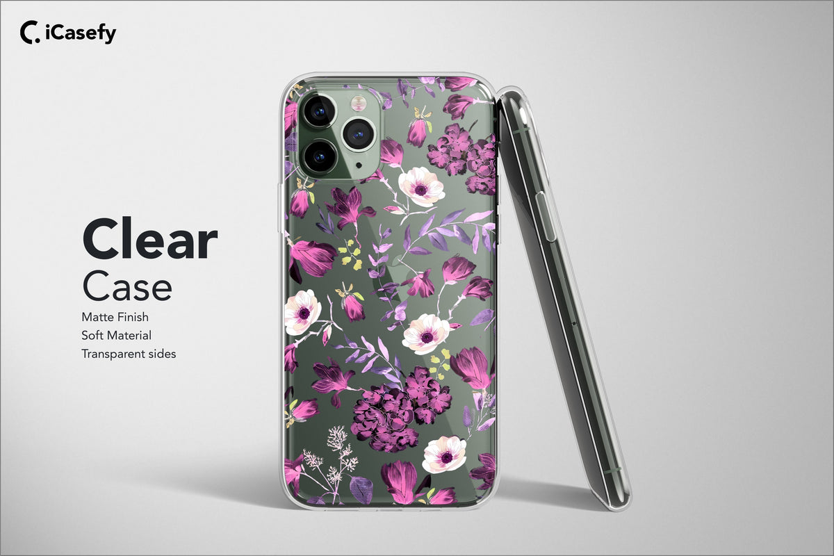 Clear Wildflower Phone Case Botanic Pattern Drawing Art Cover - Image 2