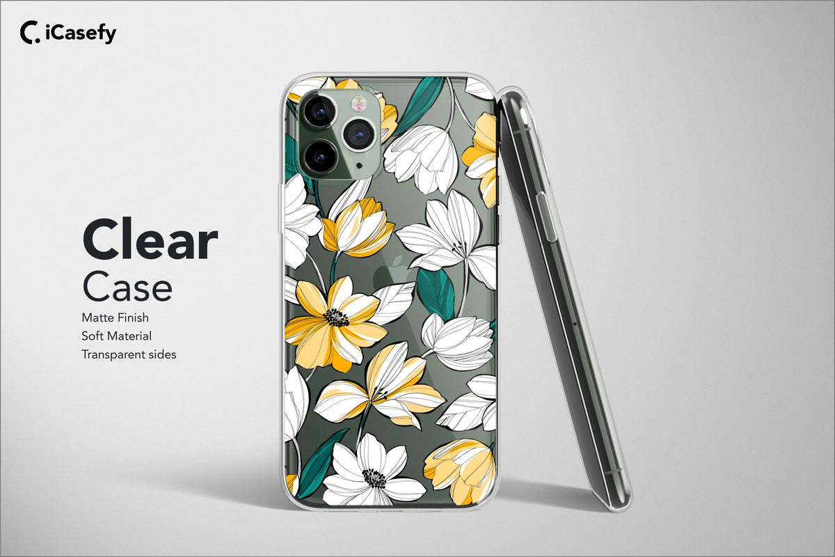 Clear Wildflower Phone Case Botanic Pattern Drawing Art Cover - Image 5