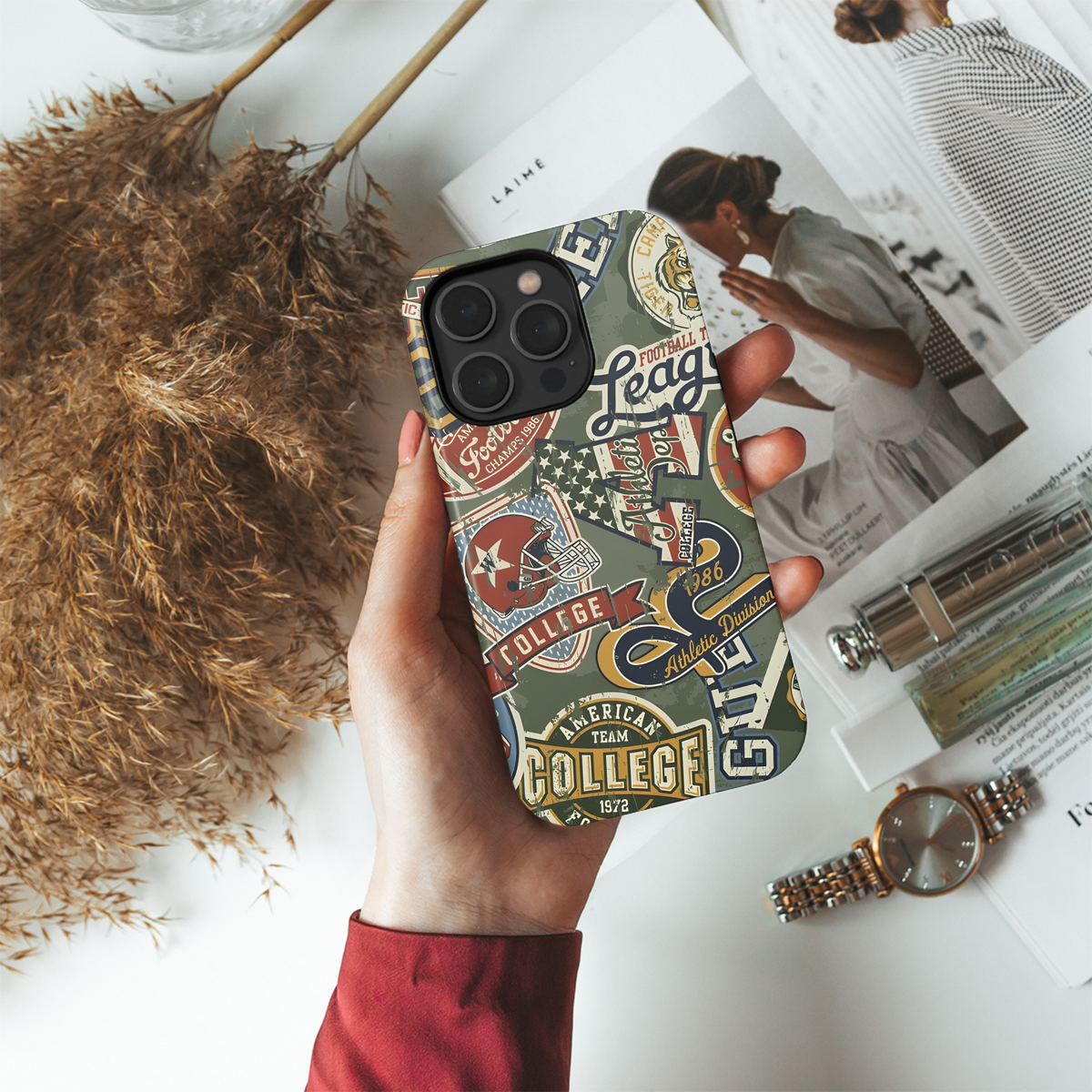 College Football Grunge Seamless Pattern Phone Case iPhone Samsung Cover Pixel 2368 - Image 4