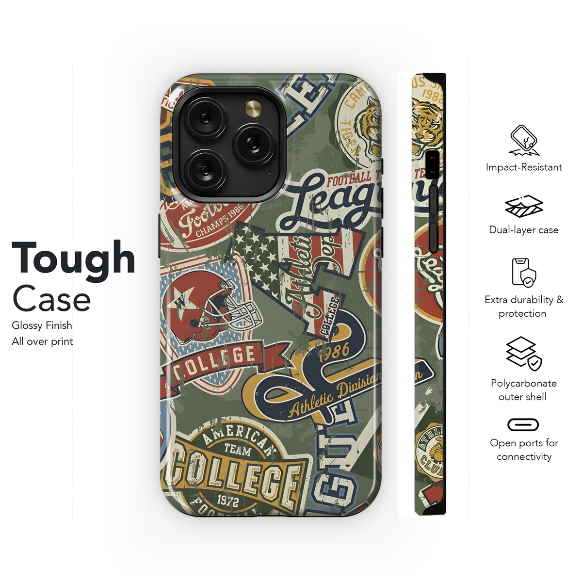 College Football Grunge Seamless Pattern Phone Case iPhone Samsung Cover Pixel 2368 - Image 6