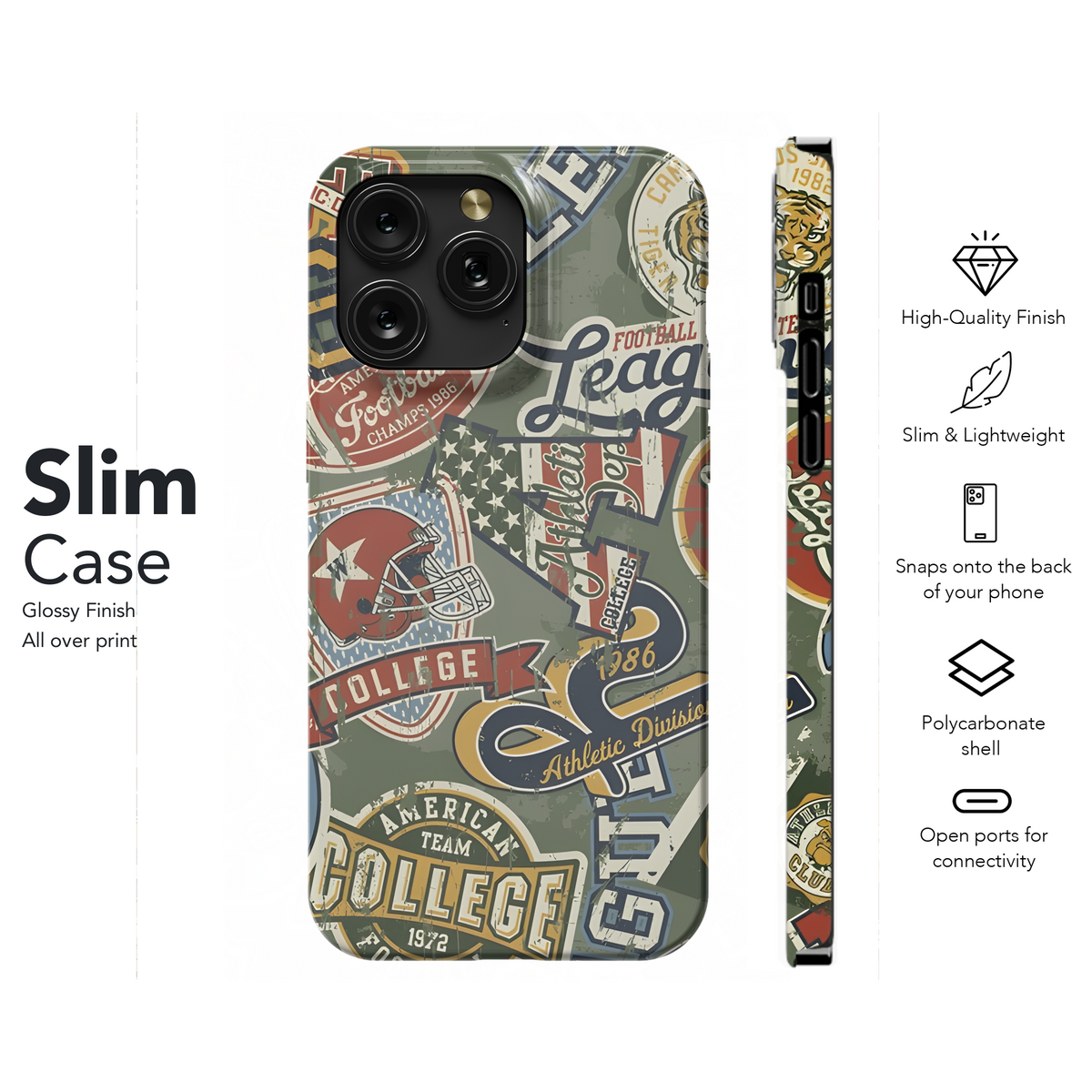 College Football Grunge Seamless Pattern Phone Case iPhone Samsung Cover Pixel 2368 - Image 7