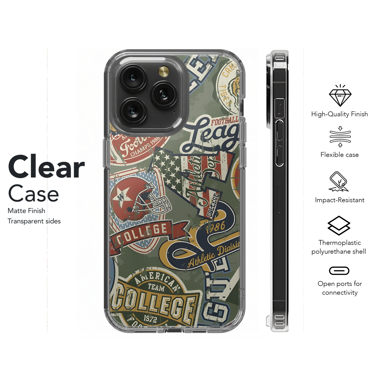 College Football Grunge Seamless Pattern Phone Case iPhone Samsung Cover Pixel 2368 - Image 8